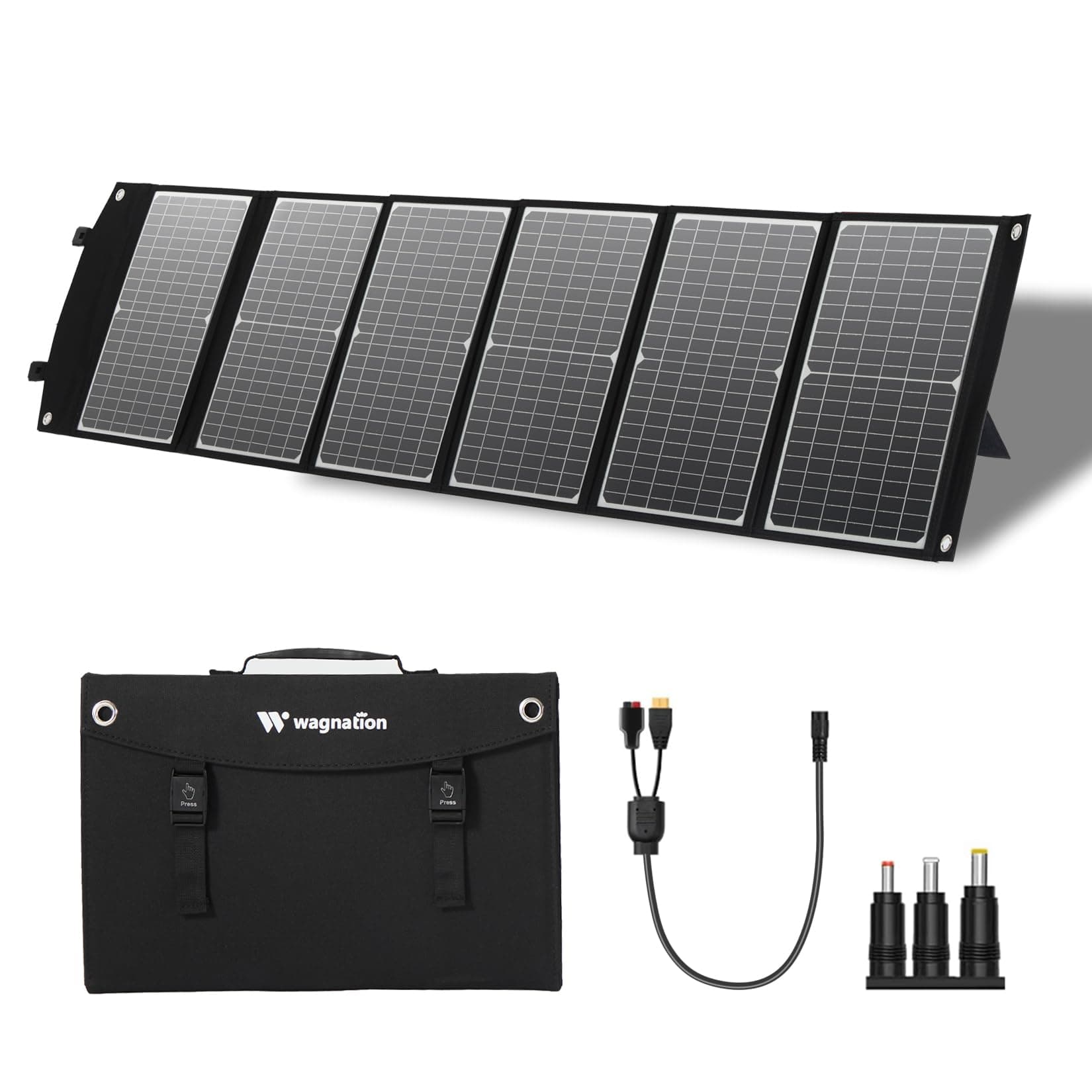 100W Portable Solar Panel, Foldable Solar Charger with QC3.0 USB-A, Type-C & DC Output for Phone, Power Bank, Tablet, Power Station, IP65 Waterproof for Outdoor Camping, Hiking, Backpacking