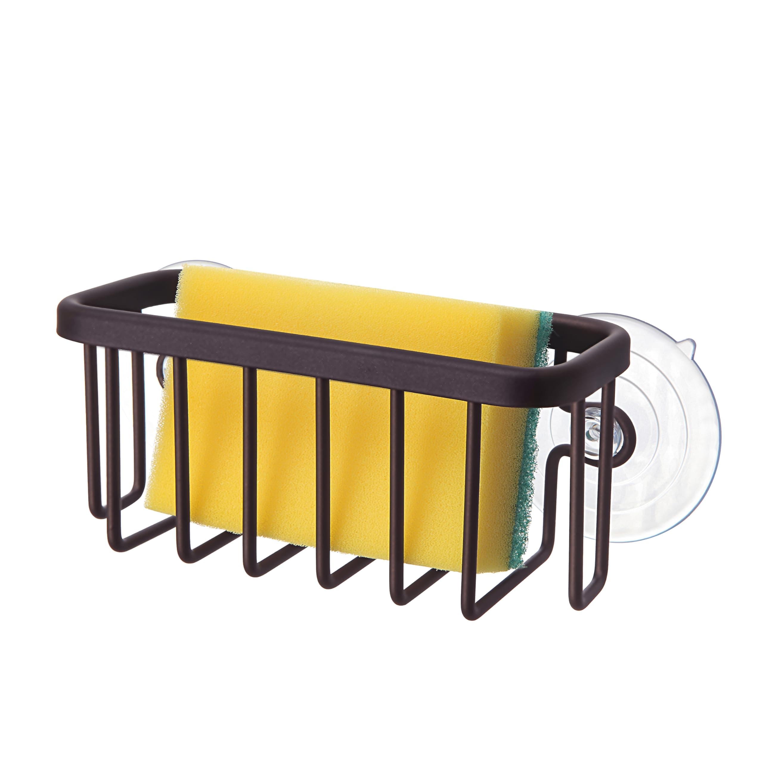 NeverRust Kitchen & Bathroom Sink Caddy for Sponges, Scrubbers, Soap, 6" x 2.5" x 2.65", with Adhesive Mount - Additional Suction Cup Included –Aluminum (Oil Bronze, NOT Black)