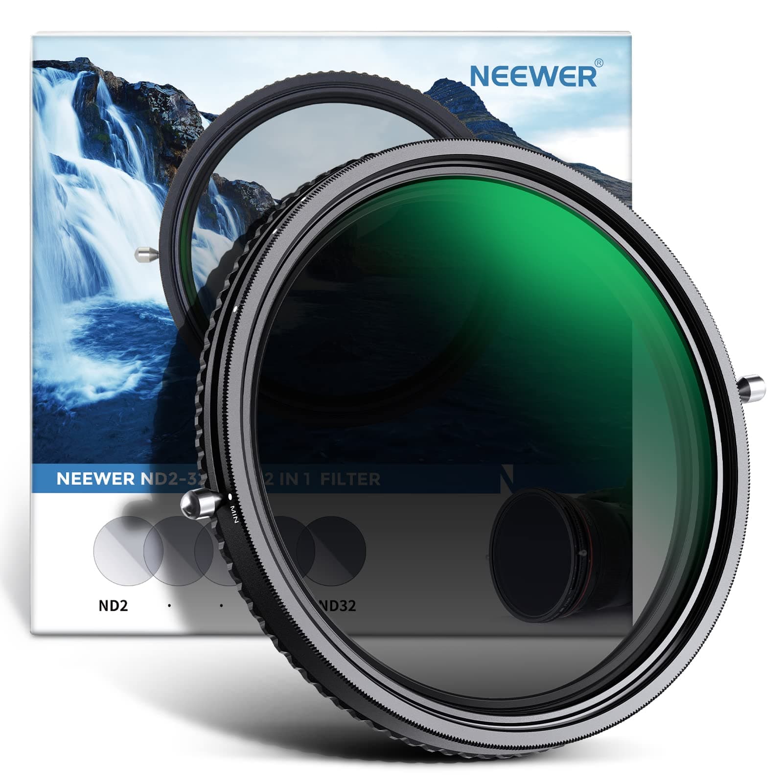 NEEWER 2 in 1 67mm Variable ND Filter ND2–ND32&CPL Filter(Circular Polarising...