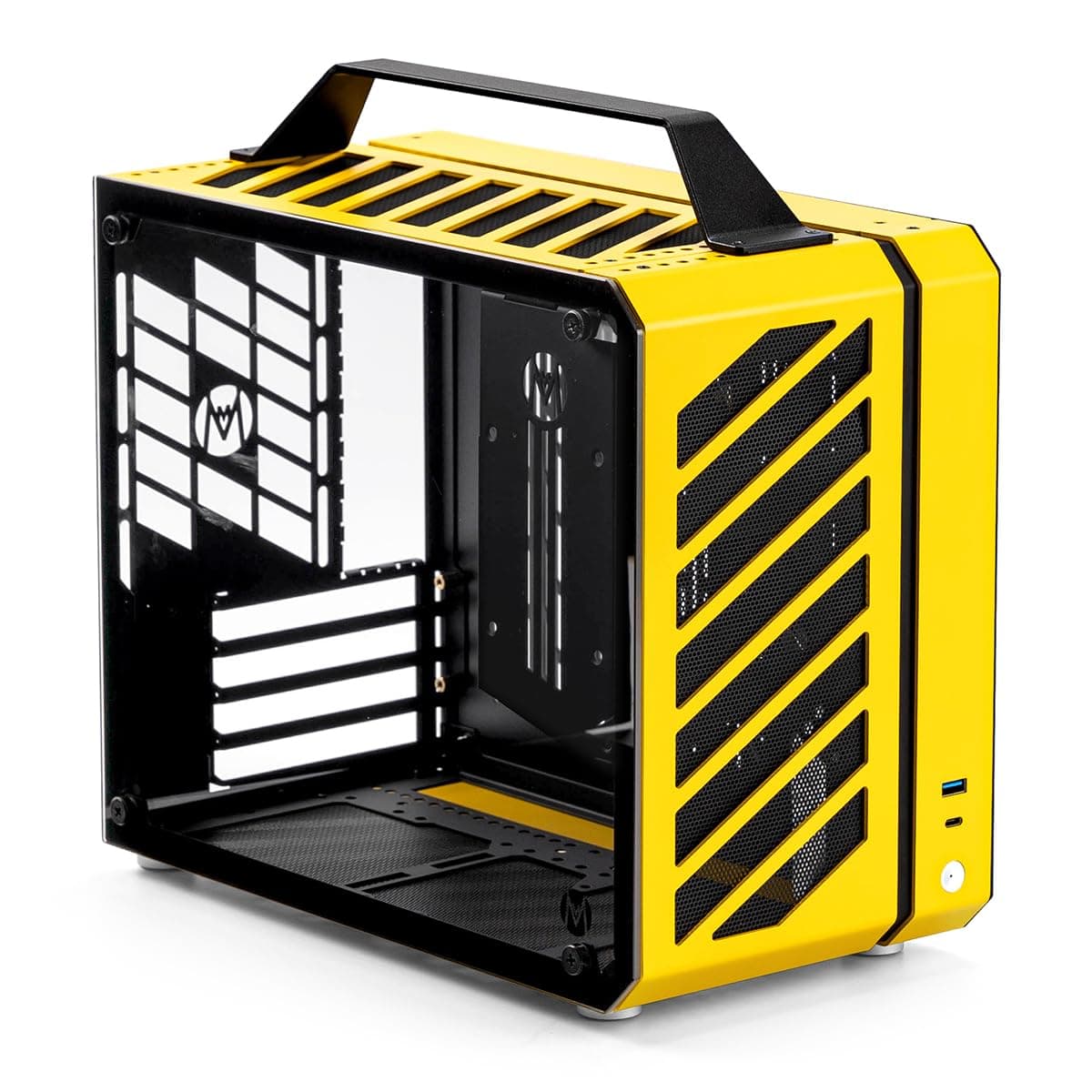 Mechanic master C28 case | 17.9L Ultra-Compact Portable Handle MATX Compatible with 240 Aio /162mm air-Cooler Options SFX & ATX Power Supply Compatible Space-Saving PC case Case (Vitality Yellow)