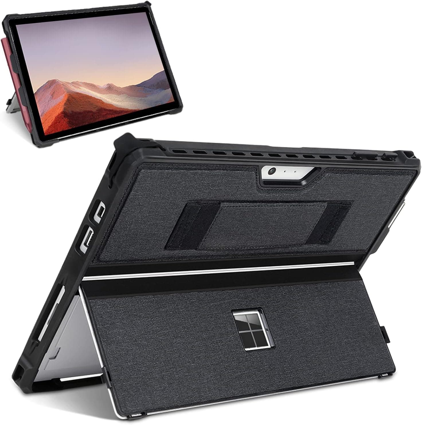 Case for 12.3" Microsoft Surface Pro 7+/Pro 7/Pro 6/Pro 5/Pro 4/Pro LTE Protective Rugged Cover Case, with Stylus Pen Holder and Hand Strap, Compatible with Type Cover Keyboard