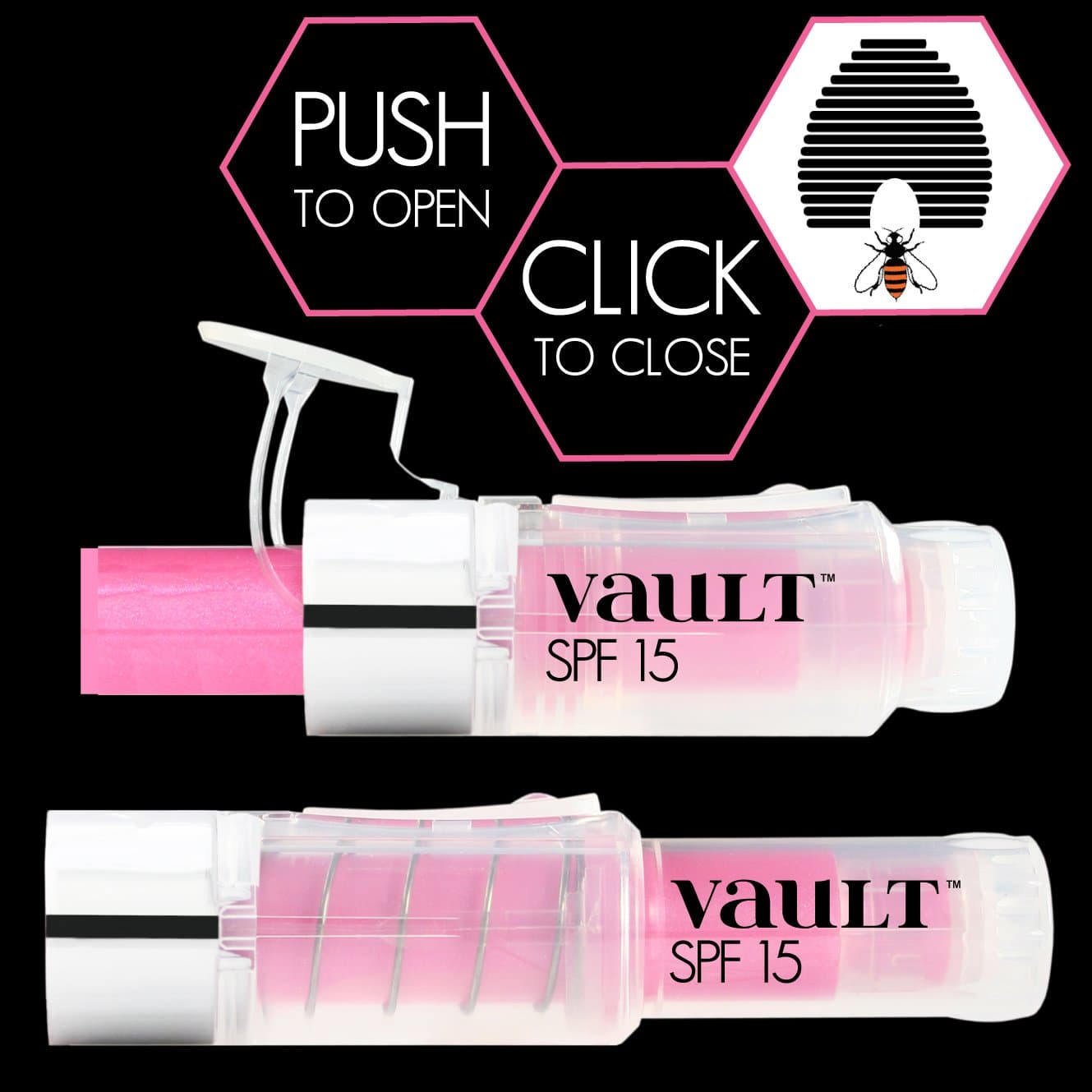 VAULT 2 Pack, Tinted Lip Balm, Natural Moisturizing with Shea, Cocoa and Beeswax, Pink Bikini