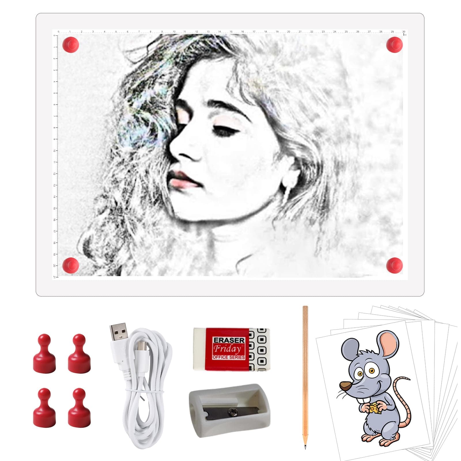 A4 Rechargeable LED Tracing Light Box, ELICE Wireless Battery Powered Light Pad Artcraft Lightpad Cordless Light Board for Diamond Painting Drawing Sketching Weeding Vinyl X-ray Viewing (White)