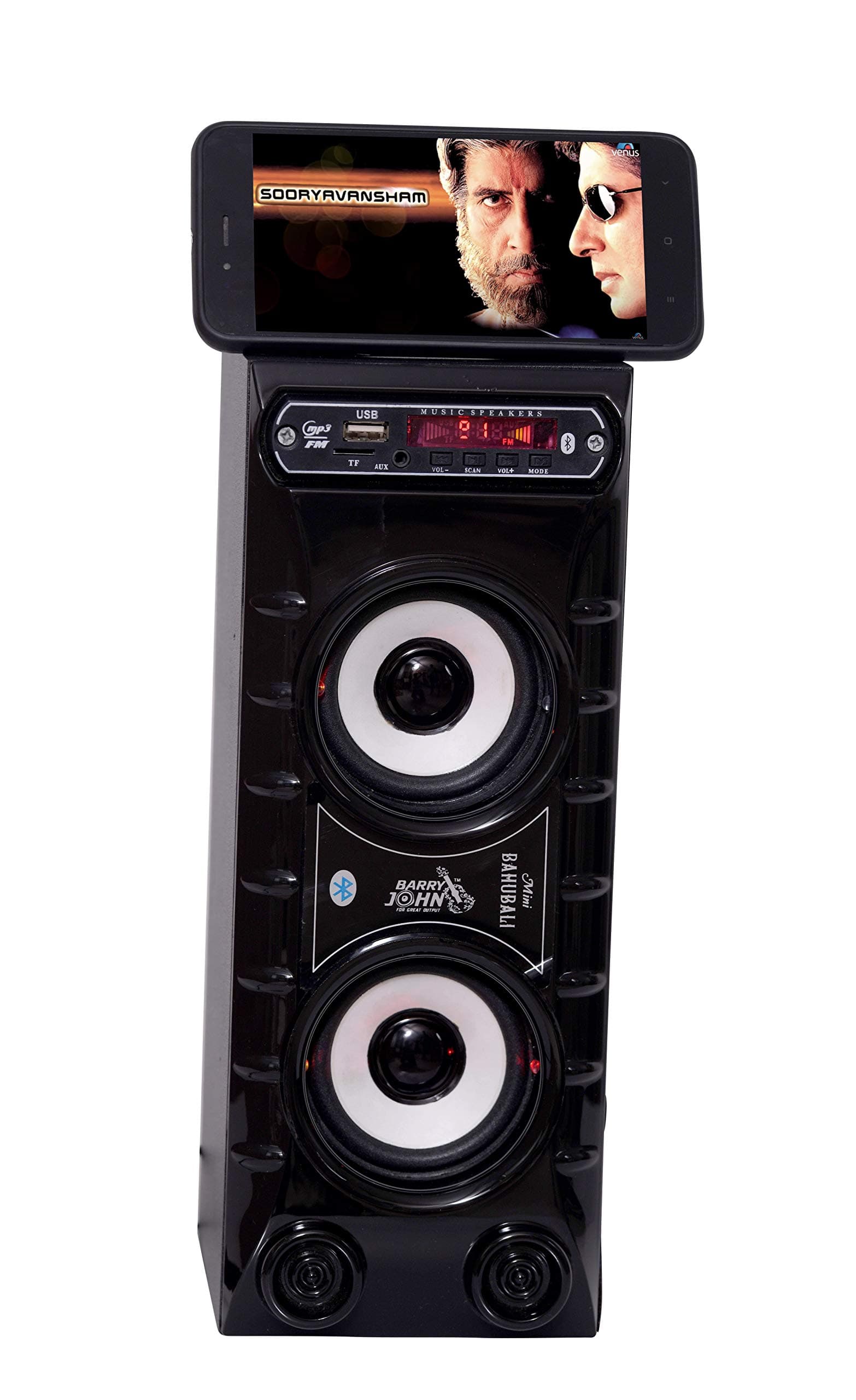 BARRY JOHN Mini Bahubali with AUX, USB, Bluetooth, FM & MMC 50W Home Audio Speaker with Handle & Mobile Stand