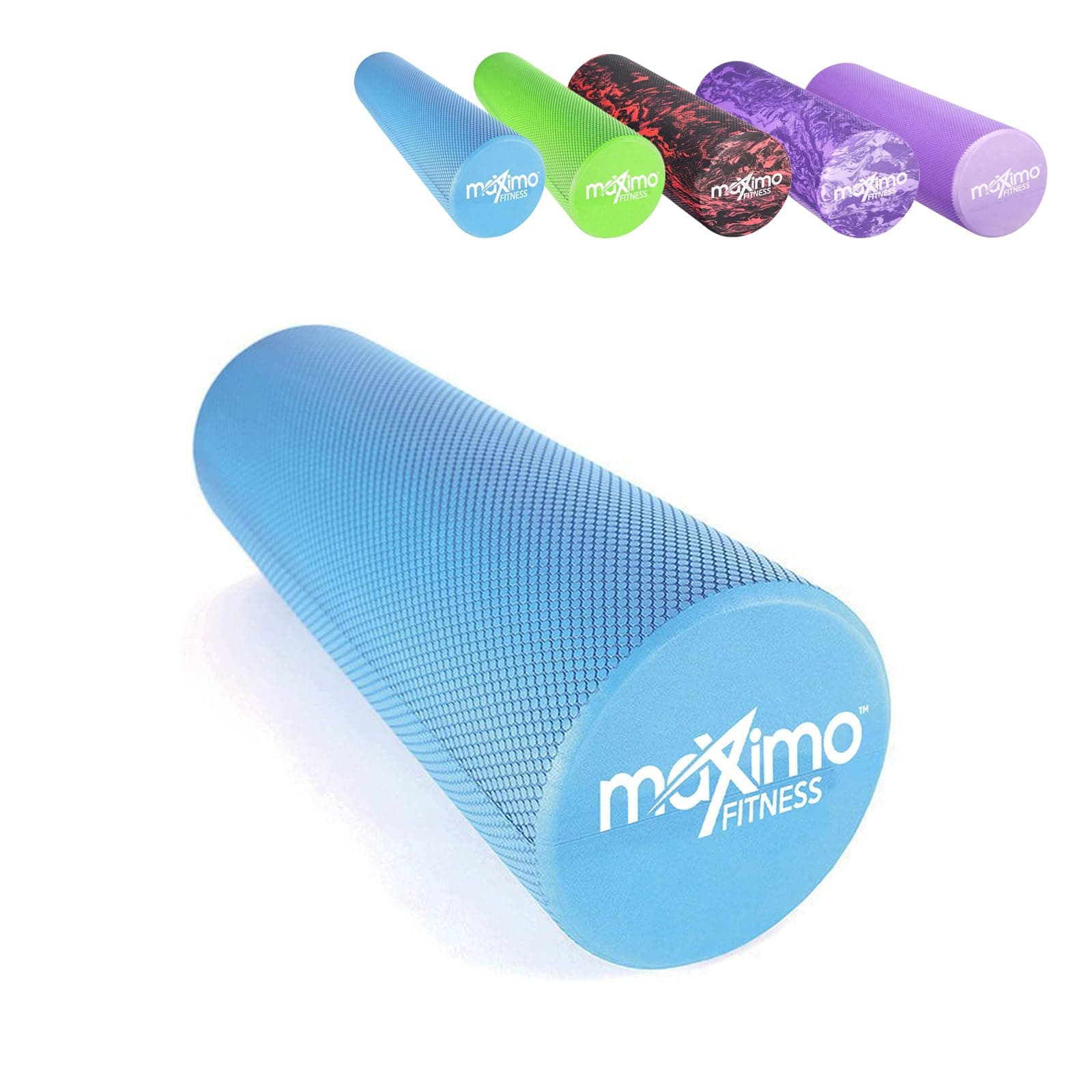 Maximo Fitness Foam Roller - Exercise Rollers for Trigger Point Self Massage and Muscle Tension Relief, 15cm x 45cm Massager for Back, Legs, Workouts, Gym, Pilates and Yoga, Blue