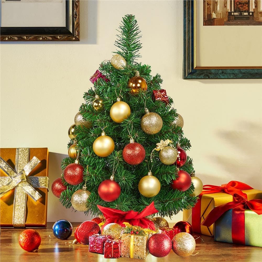 Yaheetech 2ft Tabletop Artificial Mini Christmas Tree Includes Cloth Bag Base for Bedroom Table Desk Porch, Little Xmas Tree for Home Office Holiday Decor