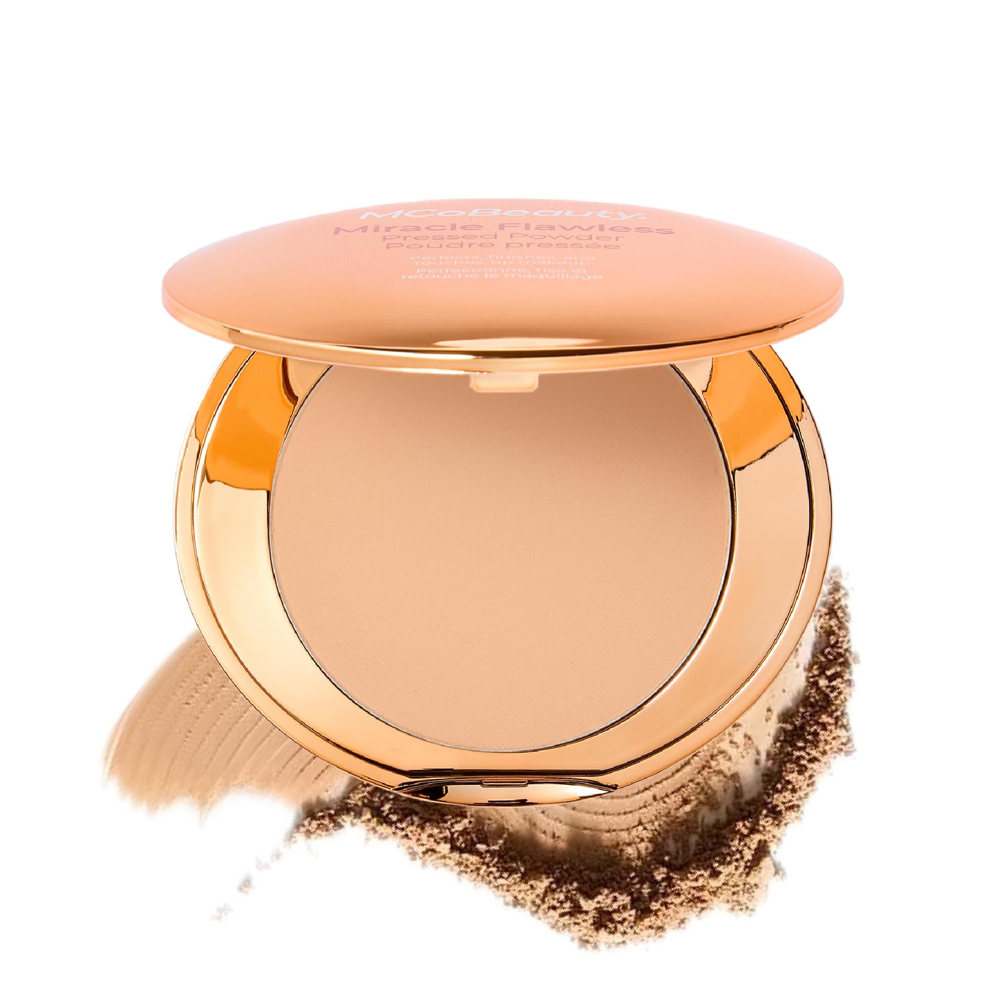 Miracle Flawless Pressed Powder - 3 Medium Warm Shade - Compact Setting Powder with Rose Flower Extract and Sweet Almond Oil - Helps Finish and Refine the Look of Makeup