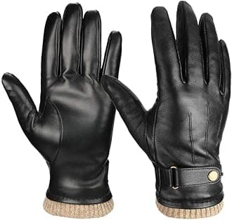 OZERO Mens Winter Gloves Nappa Leather Warm Wool Touchscreen Dress Glove - Thermal Gifts for Dad or Husband
