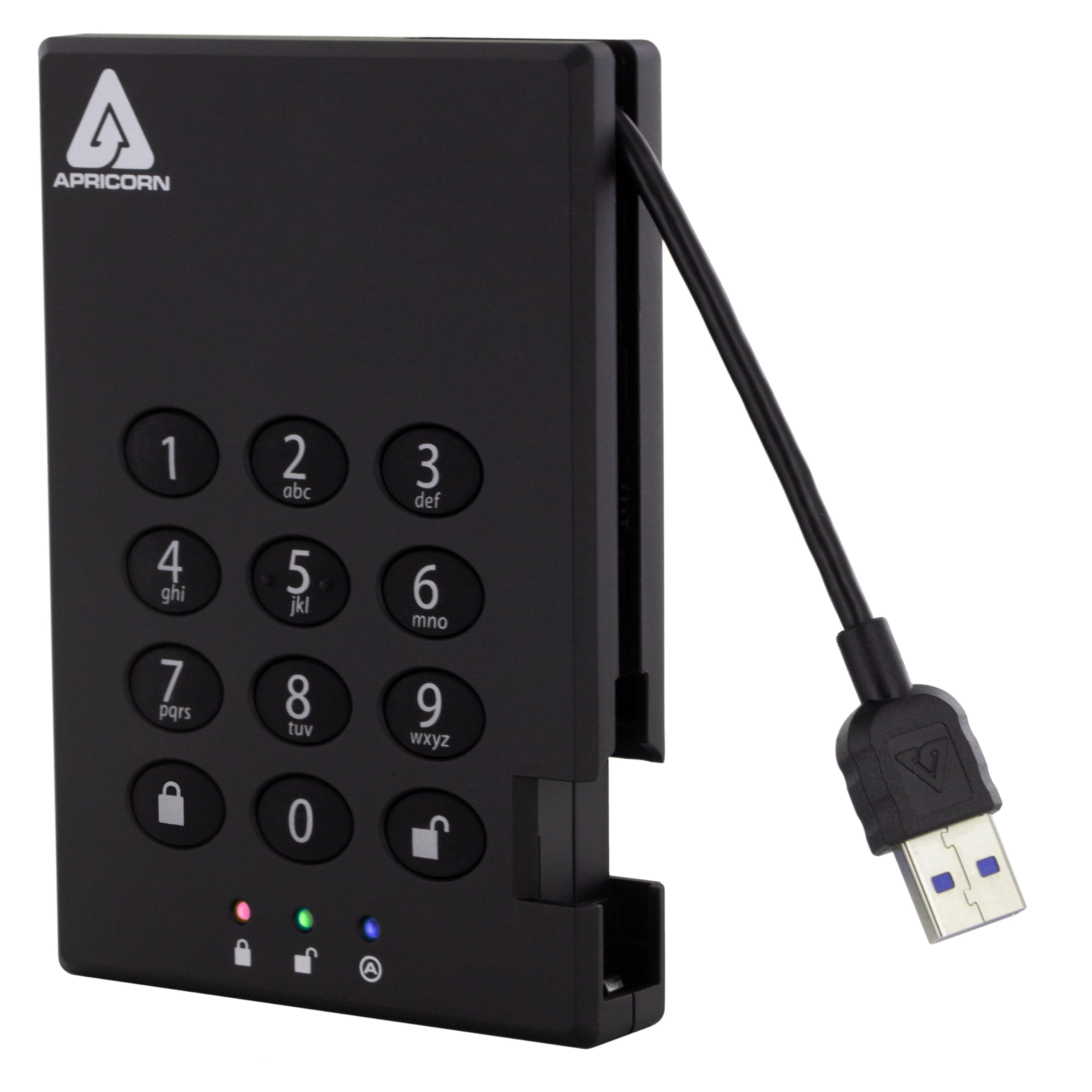 Apricorn Aegis Padlock 2TB USB 3.0 256-bit AES XTS Hardware Encrypted Portable External Hard Drive (A25-3PL256-500), Black