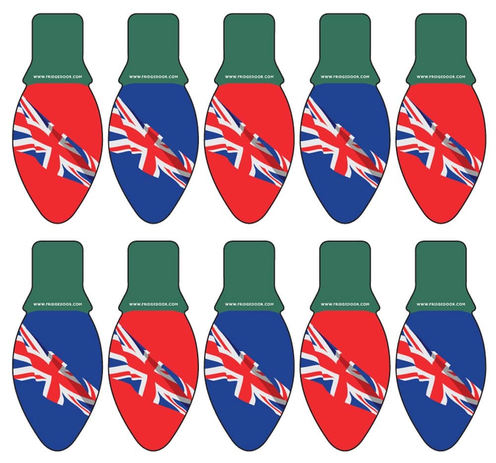 UK Flag Christmas Light Car Magnet 10-Pack