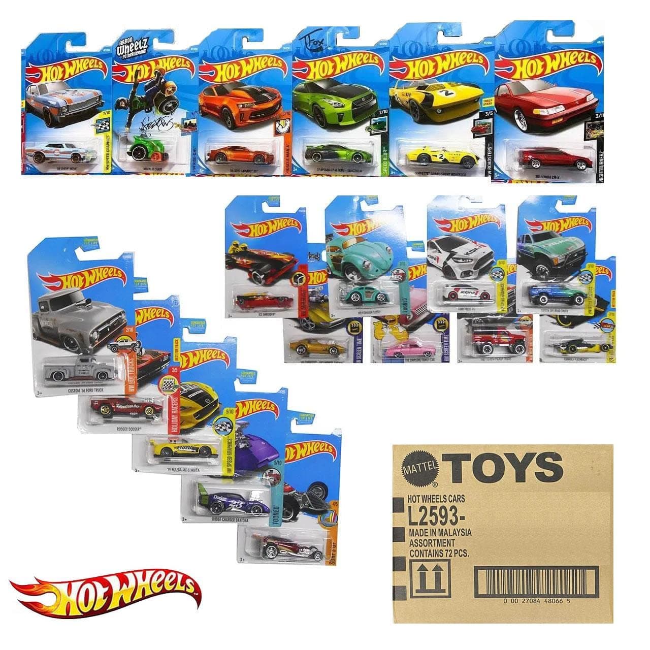 Hot Wheels Mattel Hot Wheels 72 Count Random Case Basic Die-Cast Toy Cars