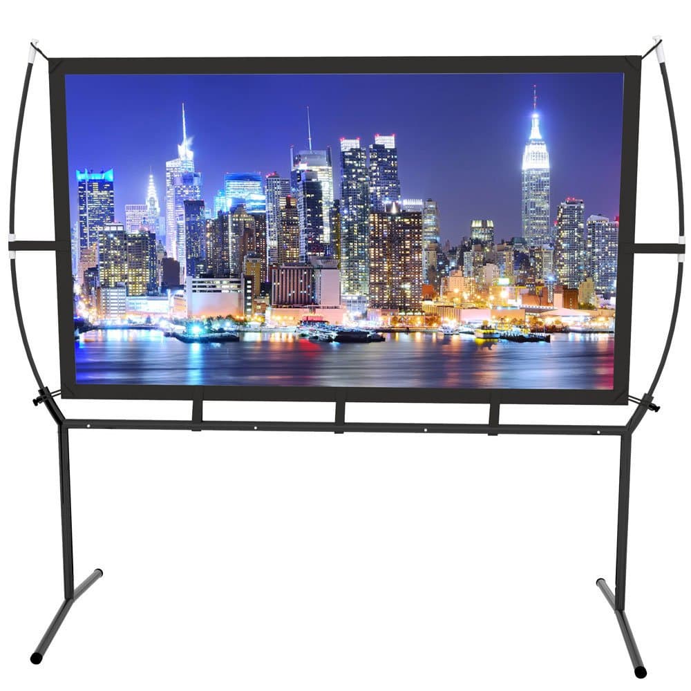 Screen Home Cinema 16: 9 Mobile Projector Screen Easy Installation And Operation Suitable For Home Cinema And Outdoor Projection Screen (84")