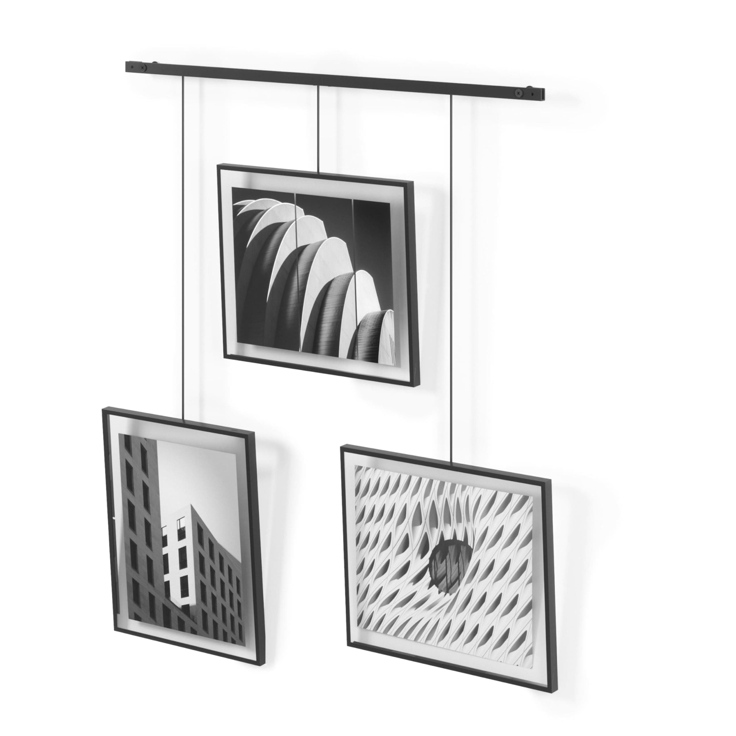 Umbra Exhibit Picture Frame Gallery Set, Adjustable Wall Collage Displays Three 8"x10" Photos, Set of 3, Black