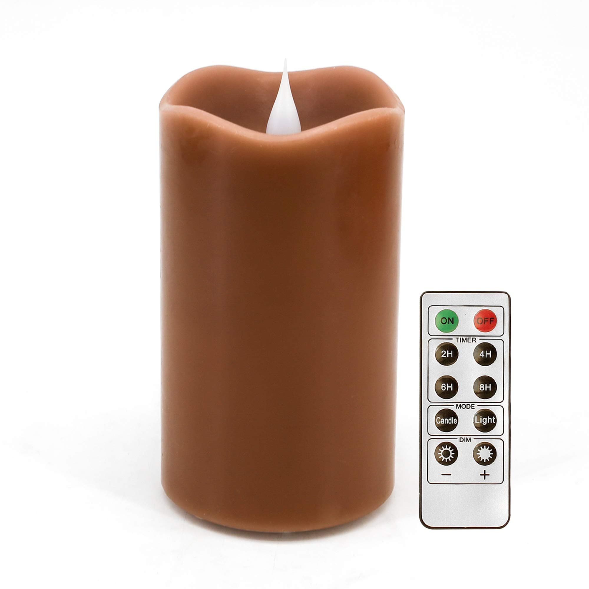 3D Moving Flame Led Candle With Timer, Dancing Flame Led Candle for Home Halloween Decoration, 3x5 Inch, Brown