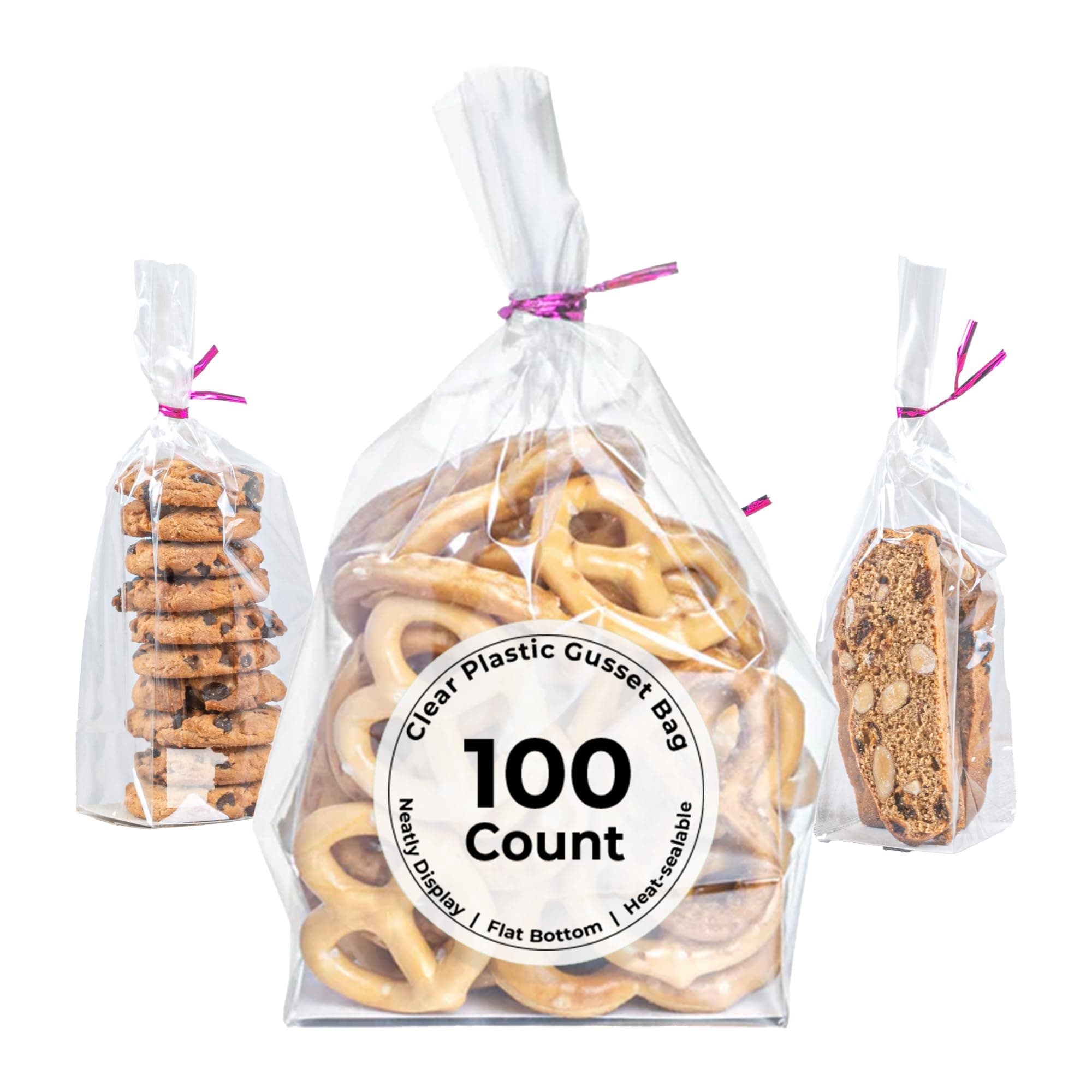 Restaurantware Bag Tek 3 x 2 x 6.5 Inch Retail Bags 100 Durable Candy Bags - Gusset Sleeved Disposable Clear BOPP Gusset Bags Flat-Bottomed For Restaurants Cafes And Delis