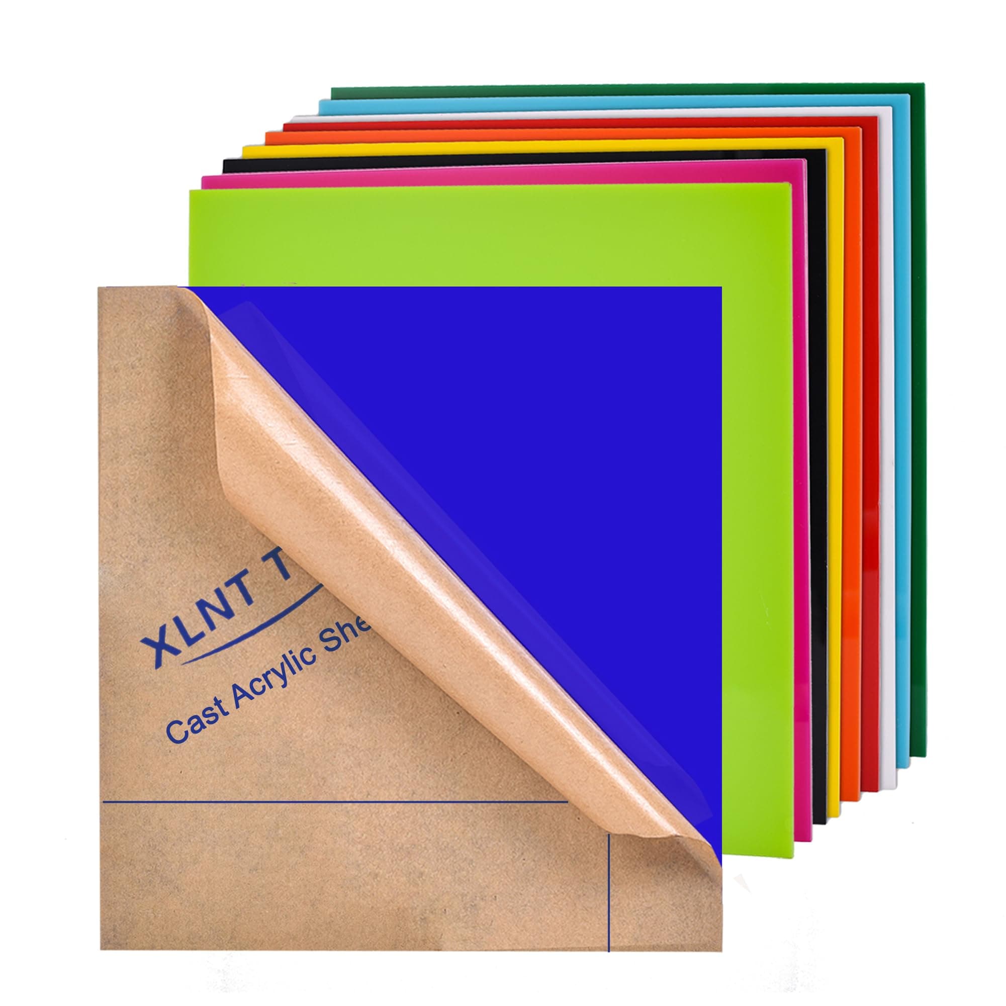 10 PCS Acrylic Sheet 1/8 Thick 8 x 8 Inch Opaque Colored Cast Acrylic Sheet for Laser Cutting and Engraving Materials, UV Printed Signs, Crafts and DIY Projects.