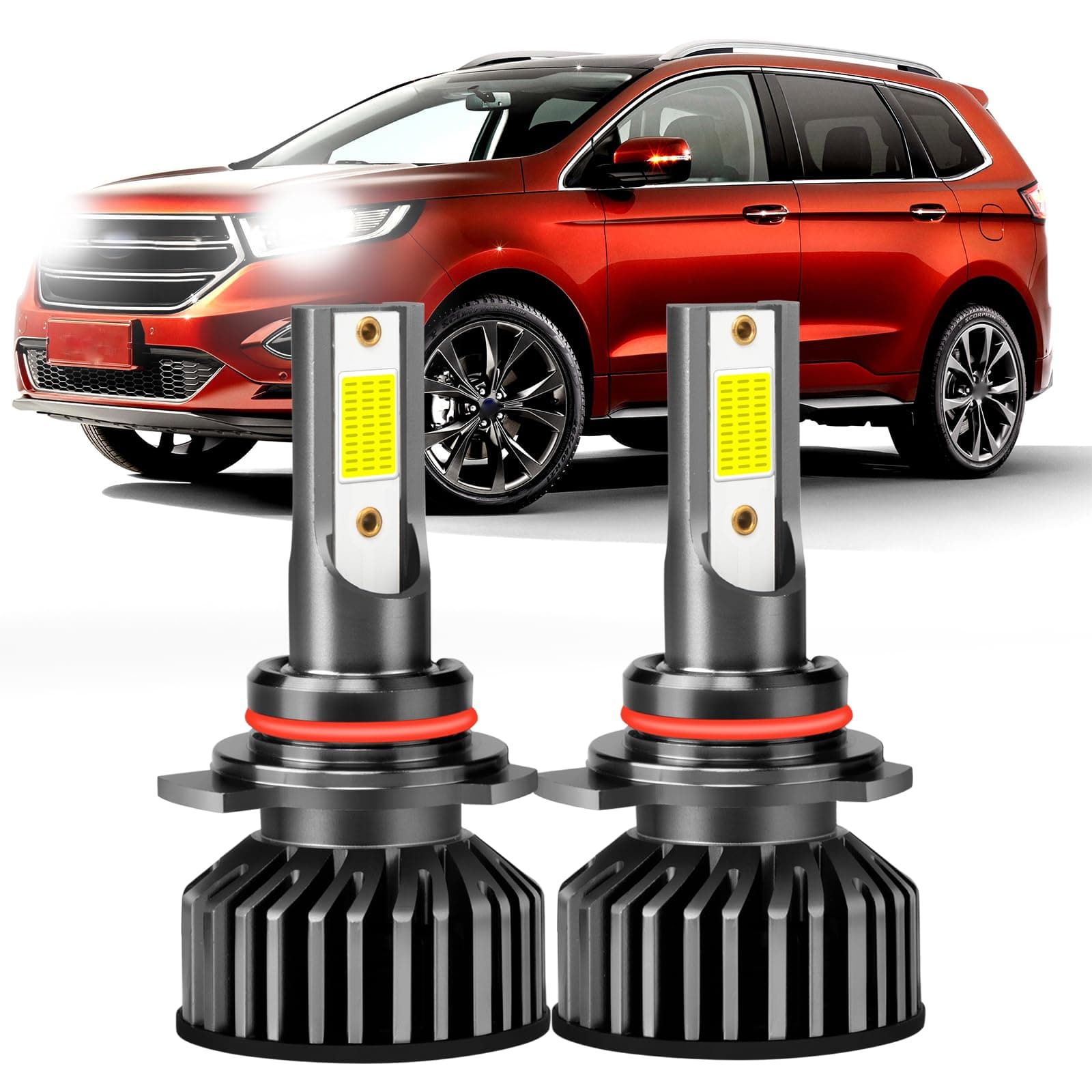 Fit for FORD EDGE (2011-2014) LED Headlight Bulbs, Super Bright 9012 High/Low Beam LED Headlamps,12000LM LED Headlights,6000K Cool Waterproof, Pack of 2
