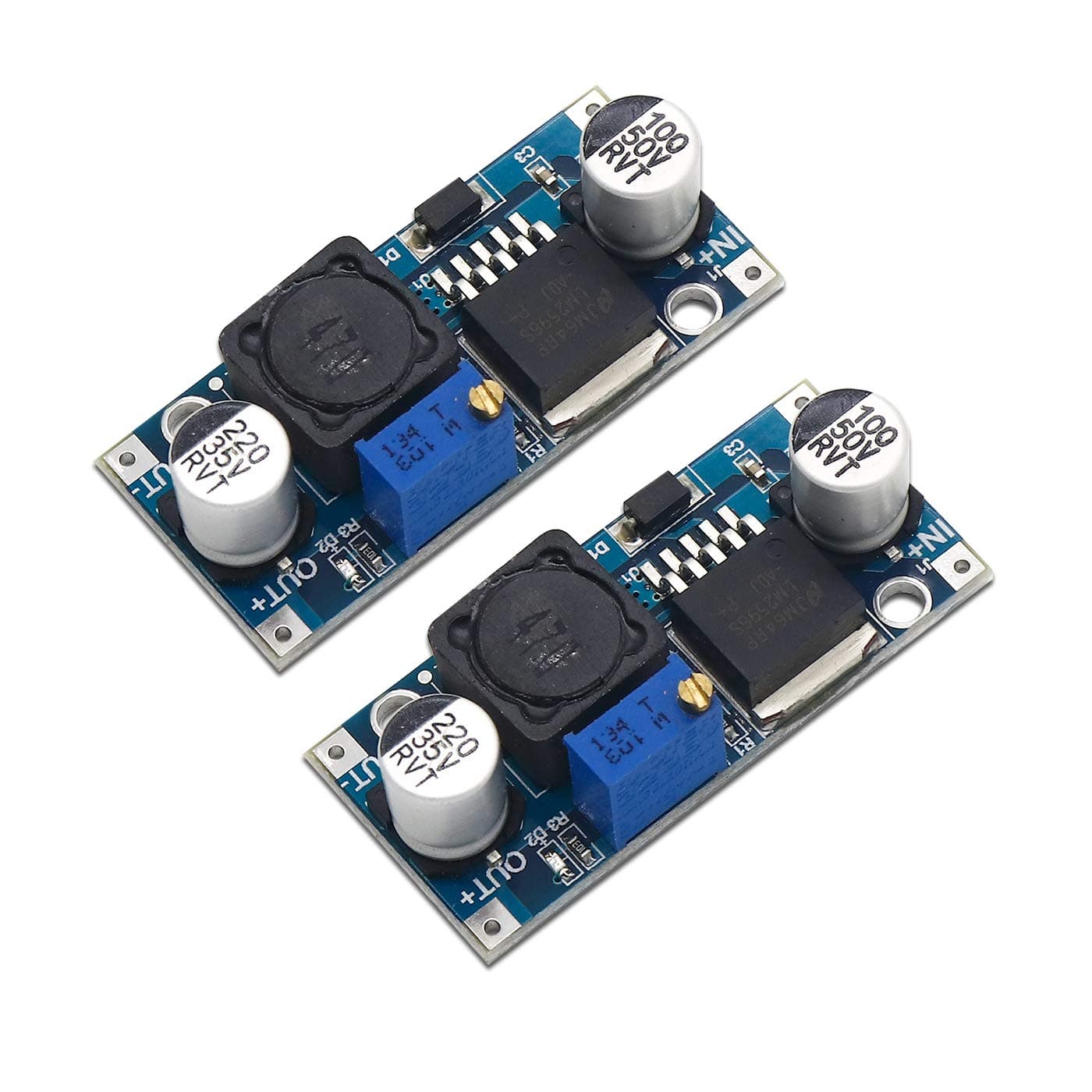 Electronic spices Pack of 2 LM2596 DC-DC Step Down power supply module 3A voltage regulator 24V 12V 5V 3V 4.0-40 to 1.3-37V