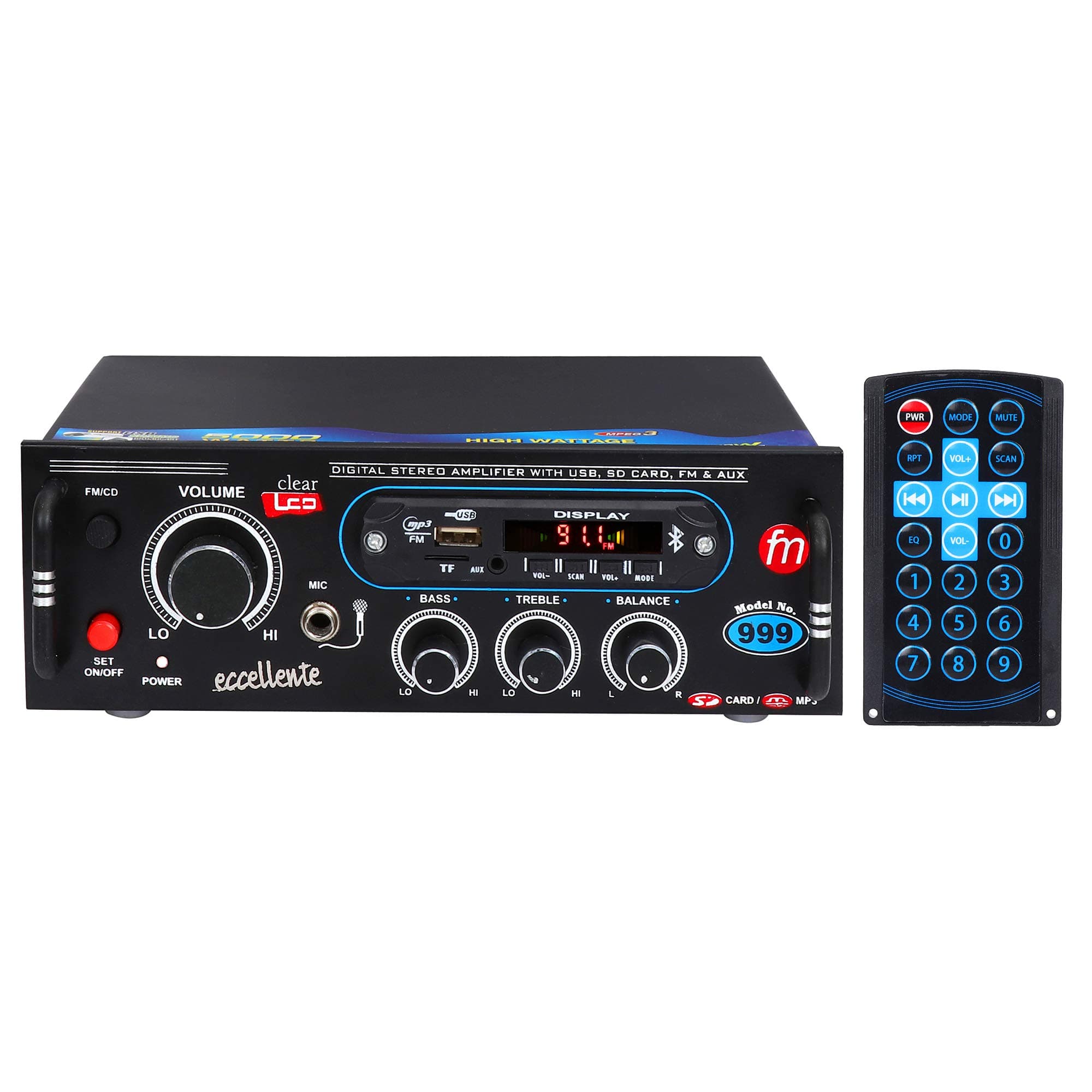 Eccellente Music Amplifier with Bluetooth FM, AX Line, USB_Connect with Laptop, Tablet, Mobile, TV_HT114_Connect 4 Speakers - 10W Each