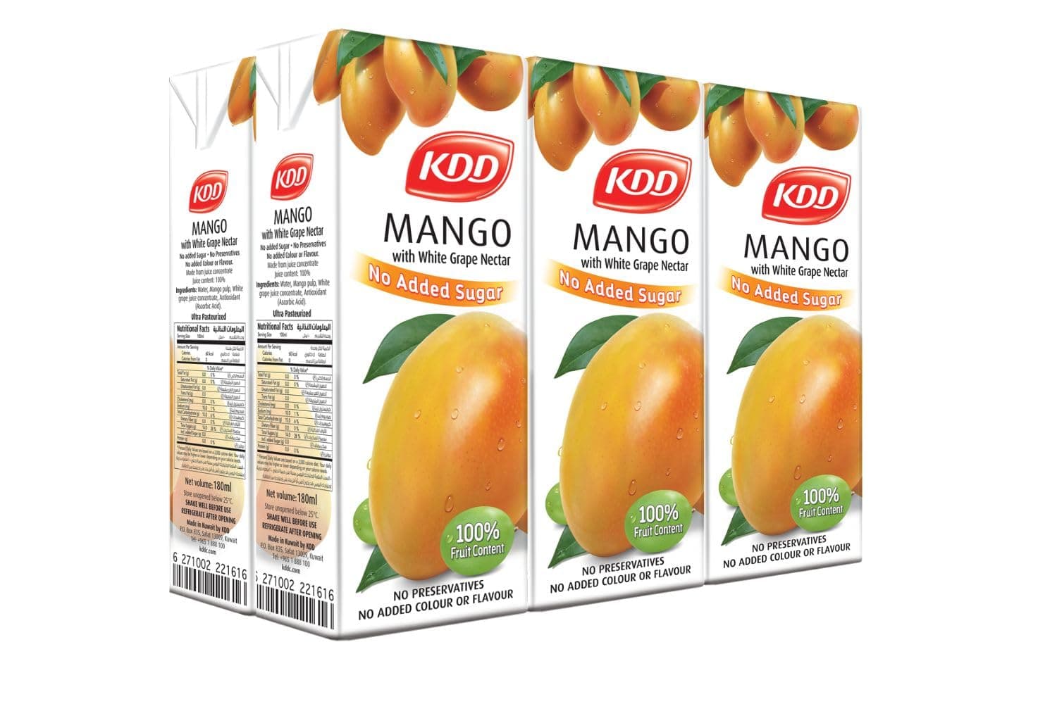 Mango Nectar Juice, No Added Sugar, 100% Natural, 180ml Pack of 6