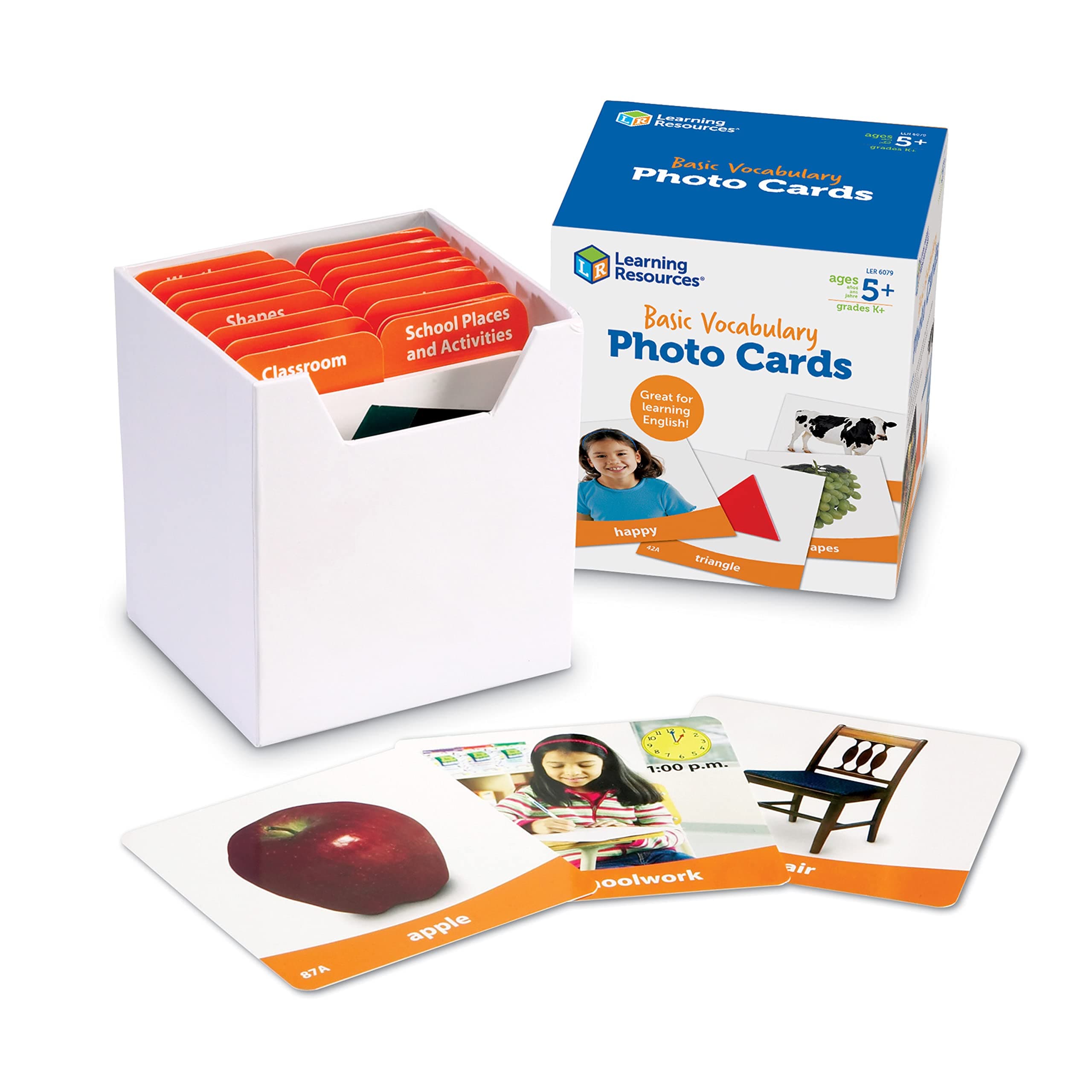 Learning Resources Basic Vocabulary Photo Cards Vocab/Phonics Learning 156 Cards Ages 5+ 3.5” Square Multicolor