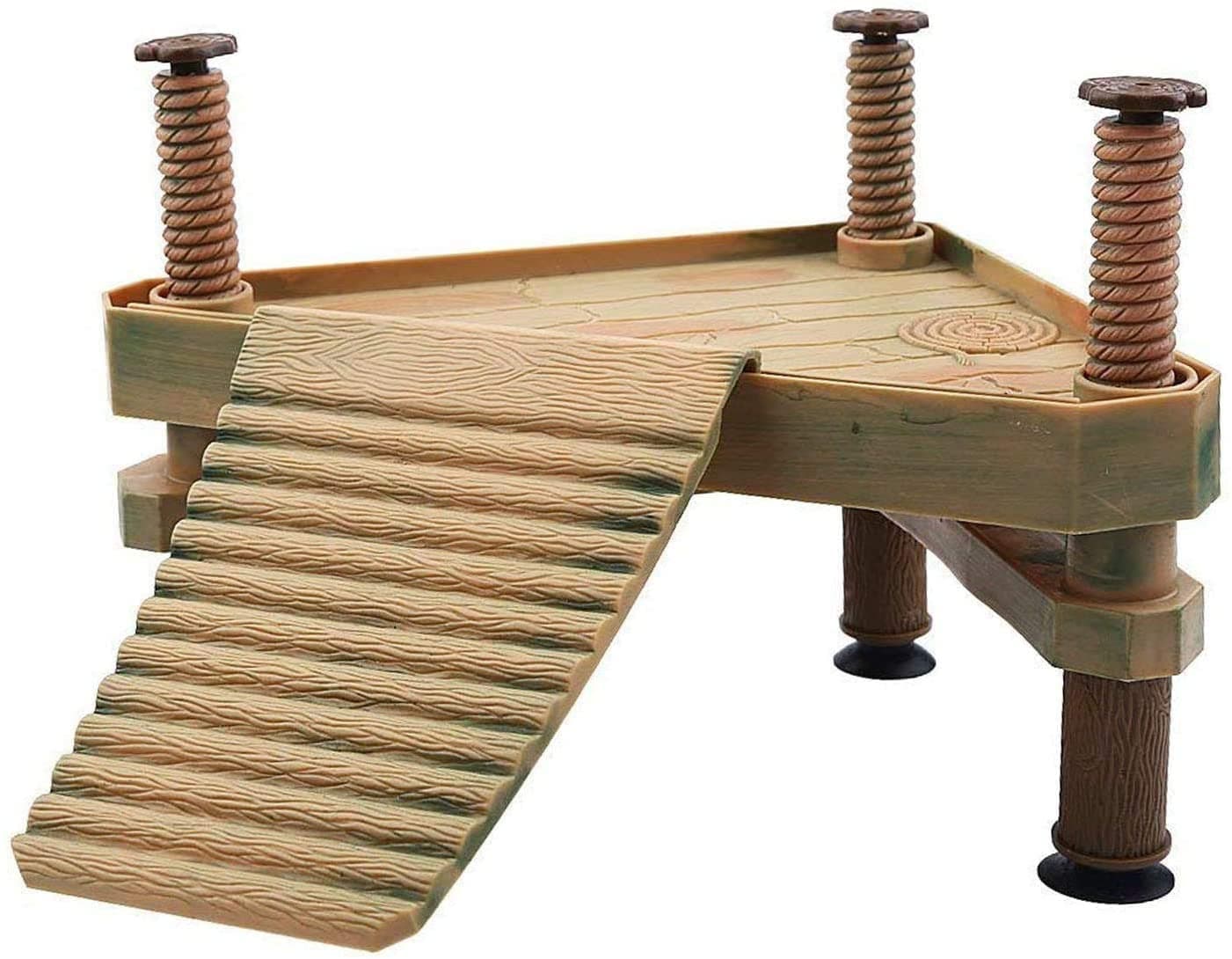Decorative Turtle Pier Floating Basking Platform with Ramp Ladder Floating Turtle Pier Rectangular Terrapin Dock Frogs Reptile Ramp Platform (Small)