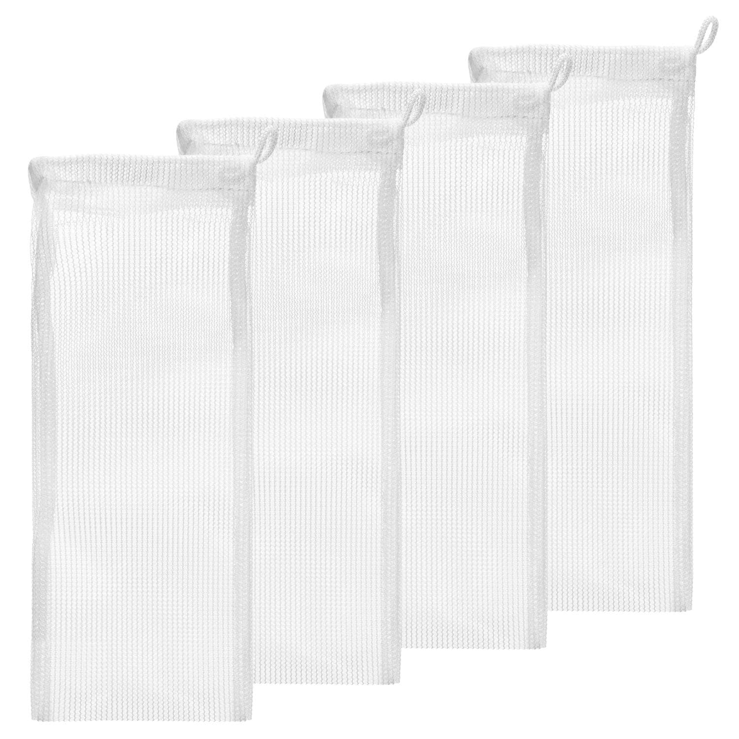 Aquatic Experts High Flow Filter Media Bag - Durable Filter Bags for Fish Tank, Secure Aquarium Media Bag with Drawstring, Media Bags for Aquarium and Pond, High Flow (White), 3” x 8” - 4 Pack