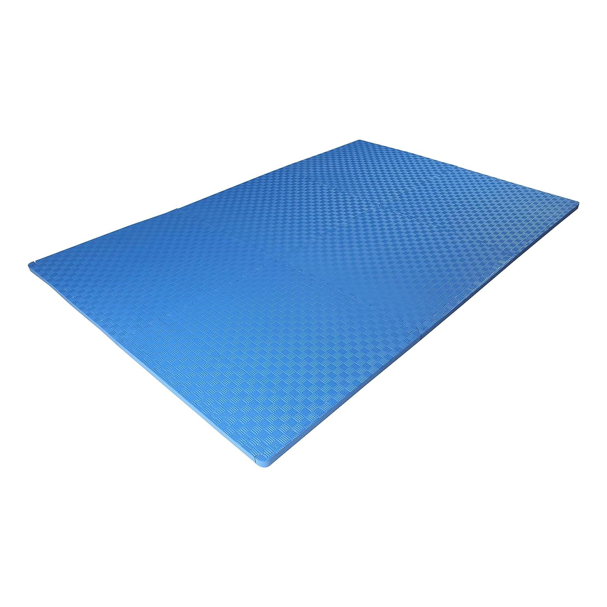 BalanceFrom 1" EXTRA Thick Puzzle Exercise Mat with EVA Foam Interlocking Tiles for MMA, Exercise, Gymnastics and Home Gym Protective Flooring (Blue)