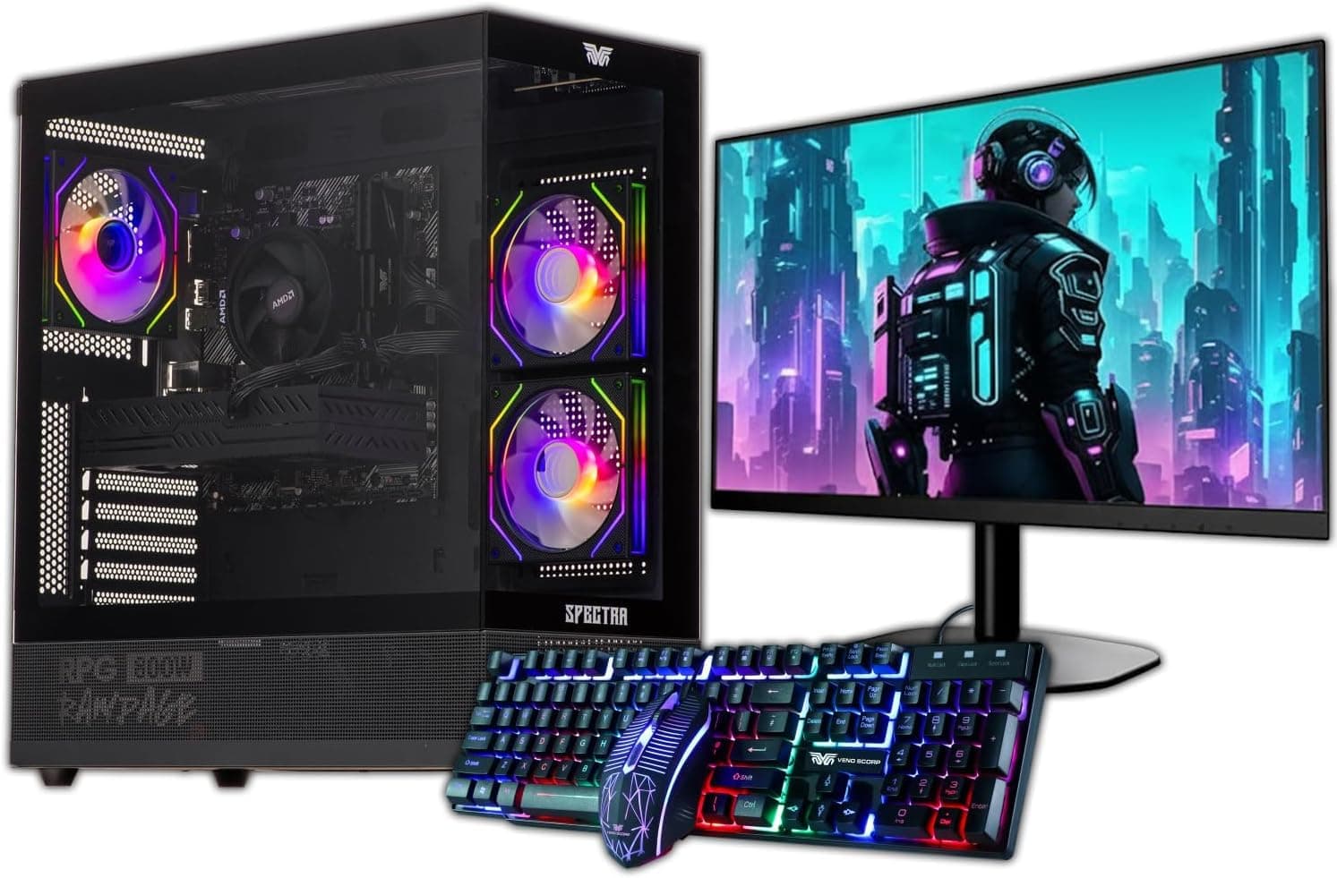 GAMING PC Bundle Intel Core i7 2600 16GB Ram, 24" Full HD Led Monitor 256GB SSD + 1TB HDD GTX 1650 4GB Windows 11 Gaming PC Spectra USB 3.0