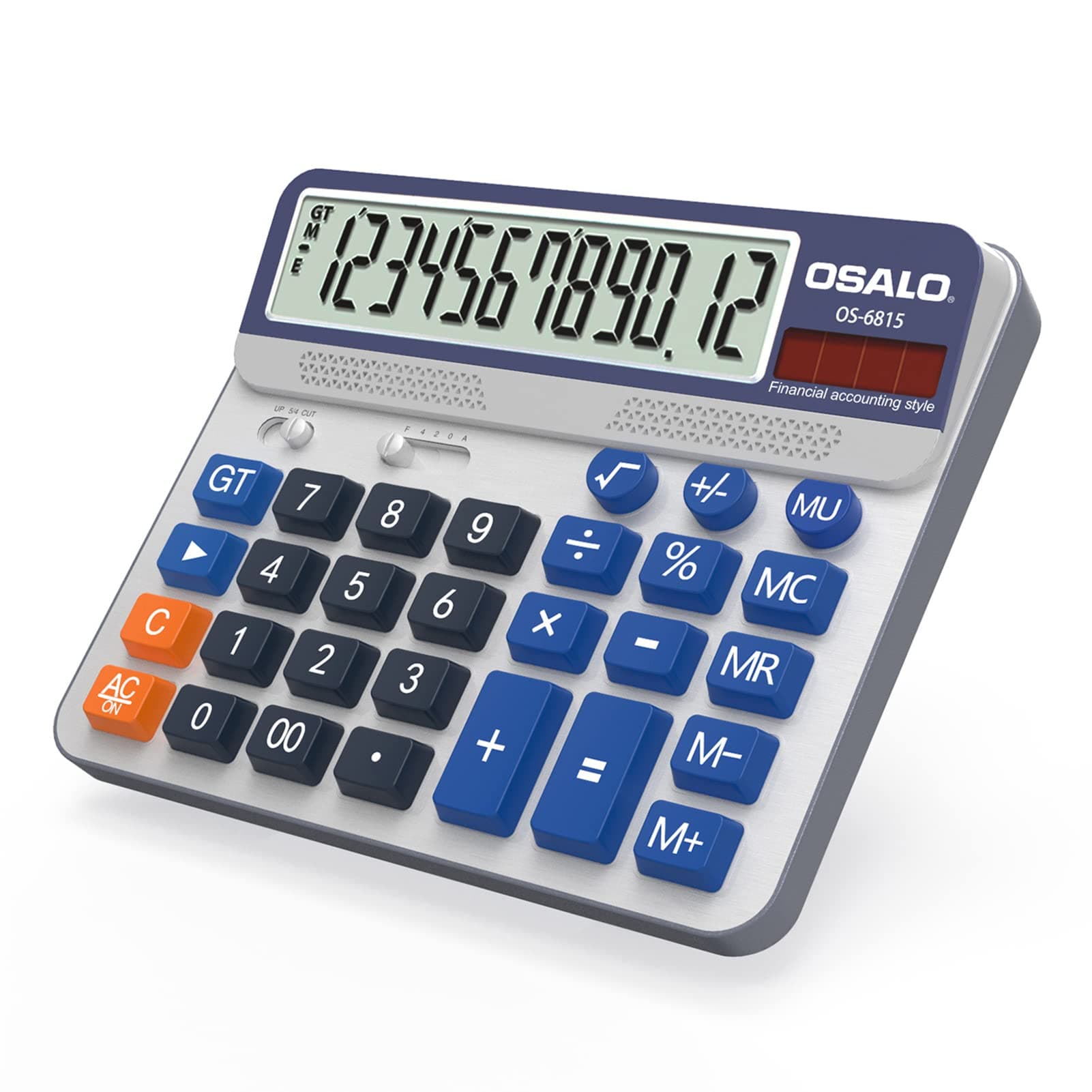 Calculator Extra Large Display Accounting Big Button 12 Digits Desktop Solar Calculator (OS-6815)