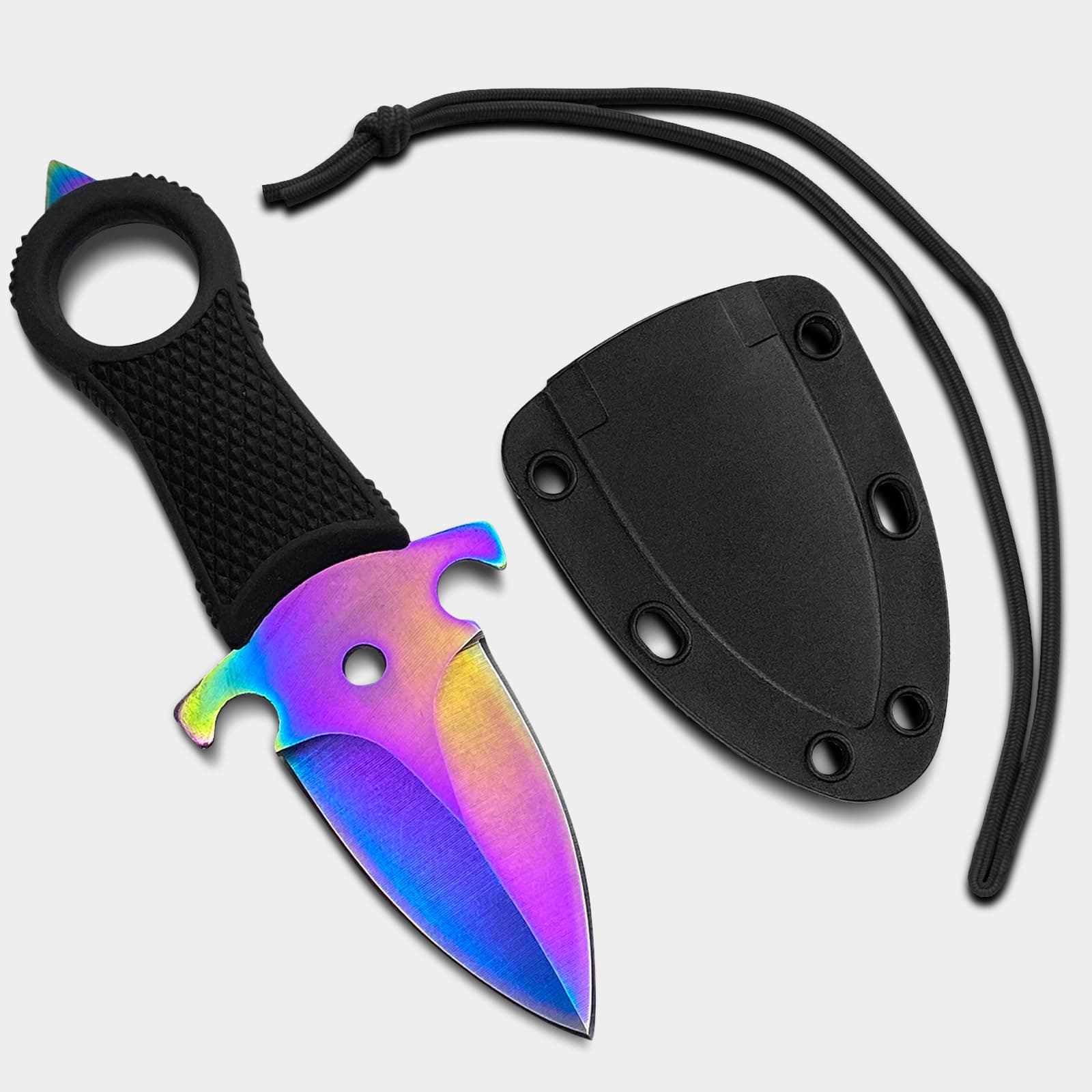 Tactical double blade Pocket Knives Full Tang Fixed Blade Knife for Outdoor, Camping, Hiking, Fishing EDC Tool Neck Knife with Kydex Sheath Gift