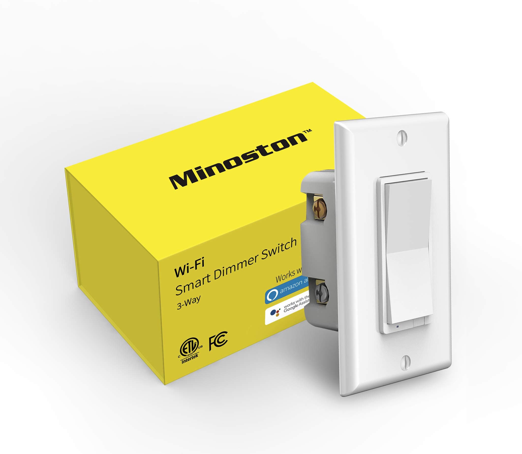 Smart Light Switch, 3-Way WiFi Dimmer Switch Compatible with Dimmable LED and CFL, Work with Alexa and Google Assistant, No Hub, Neutral Wire, ETL and FCC Listed, Minoston (MS10W)