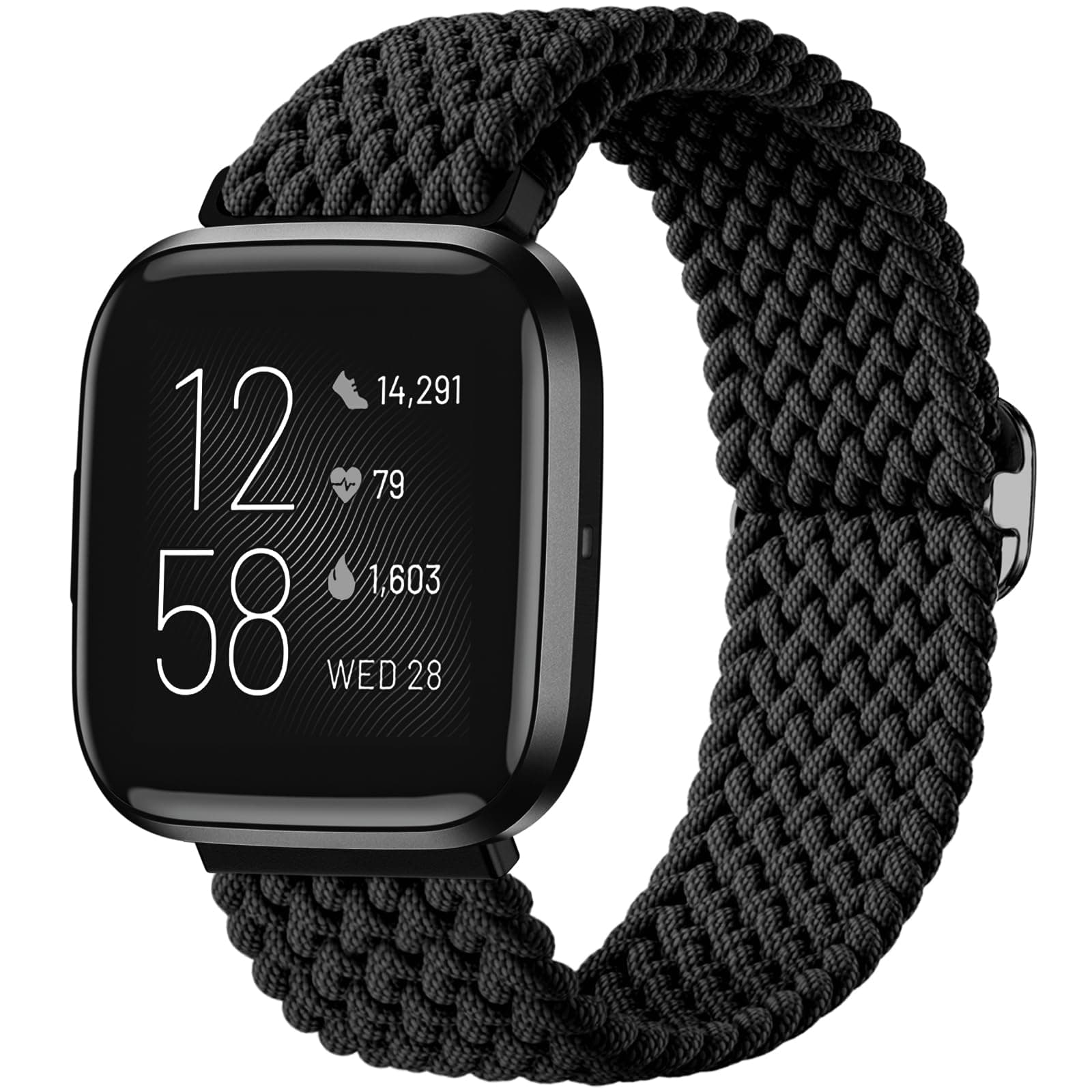 Maledan Compatible with Fitbit Versa 2 Bands and Fitbit Versa Bands for Women Men, Braided Stretchy Bracelet Replacement Wrist Bands for Fitbit Versa 2/ Versa Lite/Versa SE/Versa Strap Accessories