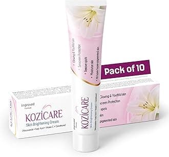 Kozicare Skin Lightening Cream - 15gm (Pack of 10)| Enriched with Kojic Acid, Alpha Arbutin, Glutathione, Niacinamide and Vitamin C | Best for Melasma, Pigmentation, Acne Scars, Dark/Age Spots