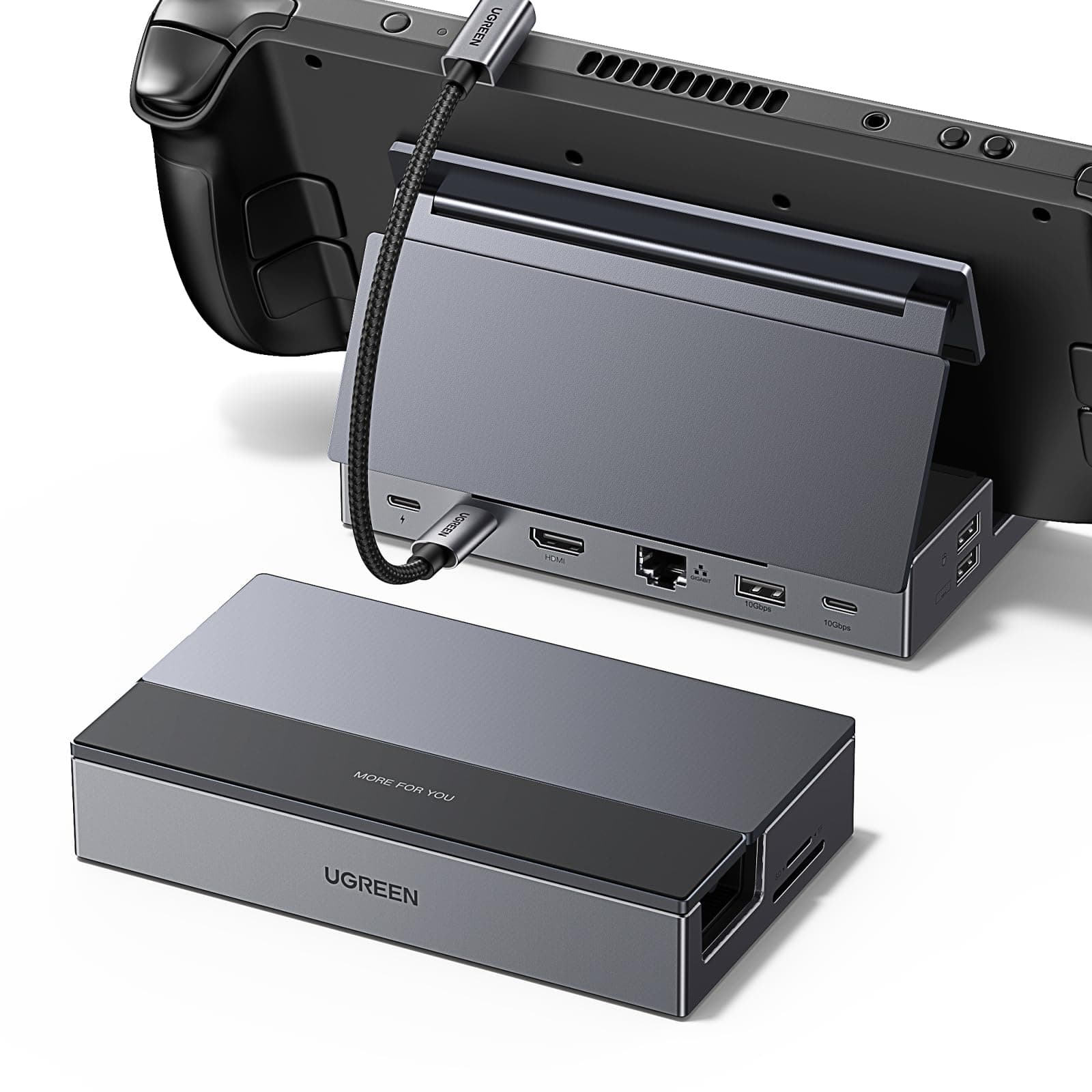 UGREEN Steam Deck Dock 9-in-1 USB C Docking Station Foldable Stand, 4K@60Hz HDMI, Gigabit Ethernet, PD 100W, 10Gbps USB A&C 3.2, TF/SD for Steam Deck, Rog Ally, ROG Xbox Ally, Legion Go