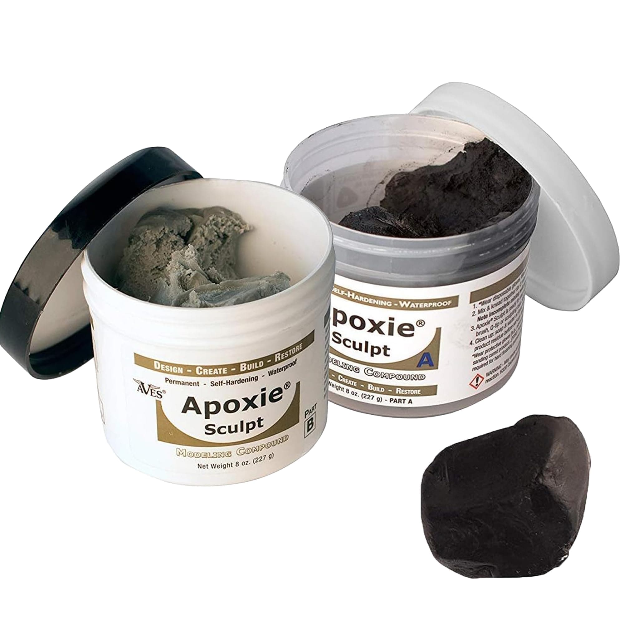 Apoxie Sculpt - 2 Part Modeling Compound (A&B) - 1 Pound, Apoxie Sculpt for Sculpting, Modeling, Filling, Repairing, Simple to Use & Durable Self-Hardening Modeling Compound - Black