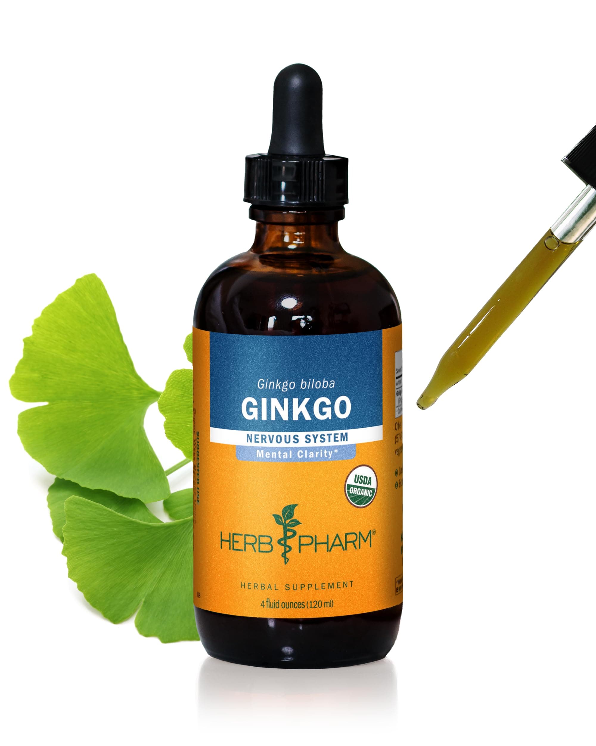 Herb Pharm Certified Organic Ginkgo Liquid Extract for Memory and Concentration - 4 Ounce