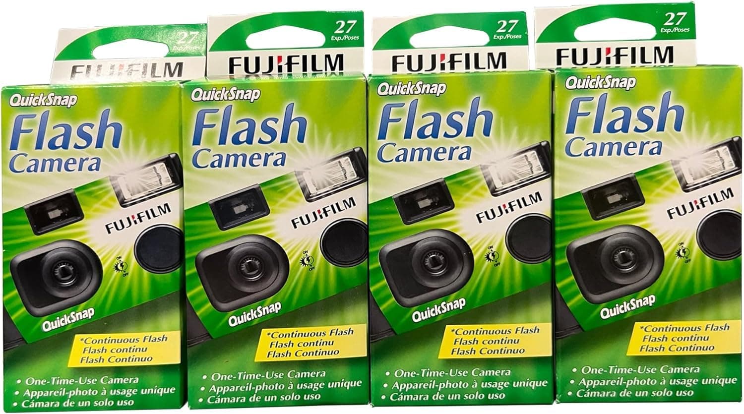 Fujifilm QuickSnap Flash 400 One Time Use 35mm Camera with, 27 Exposures, 4-Pack