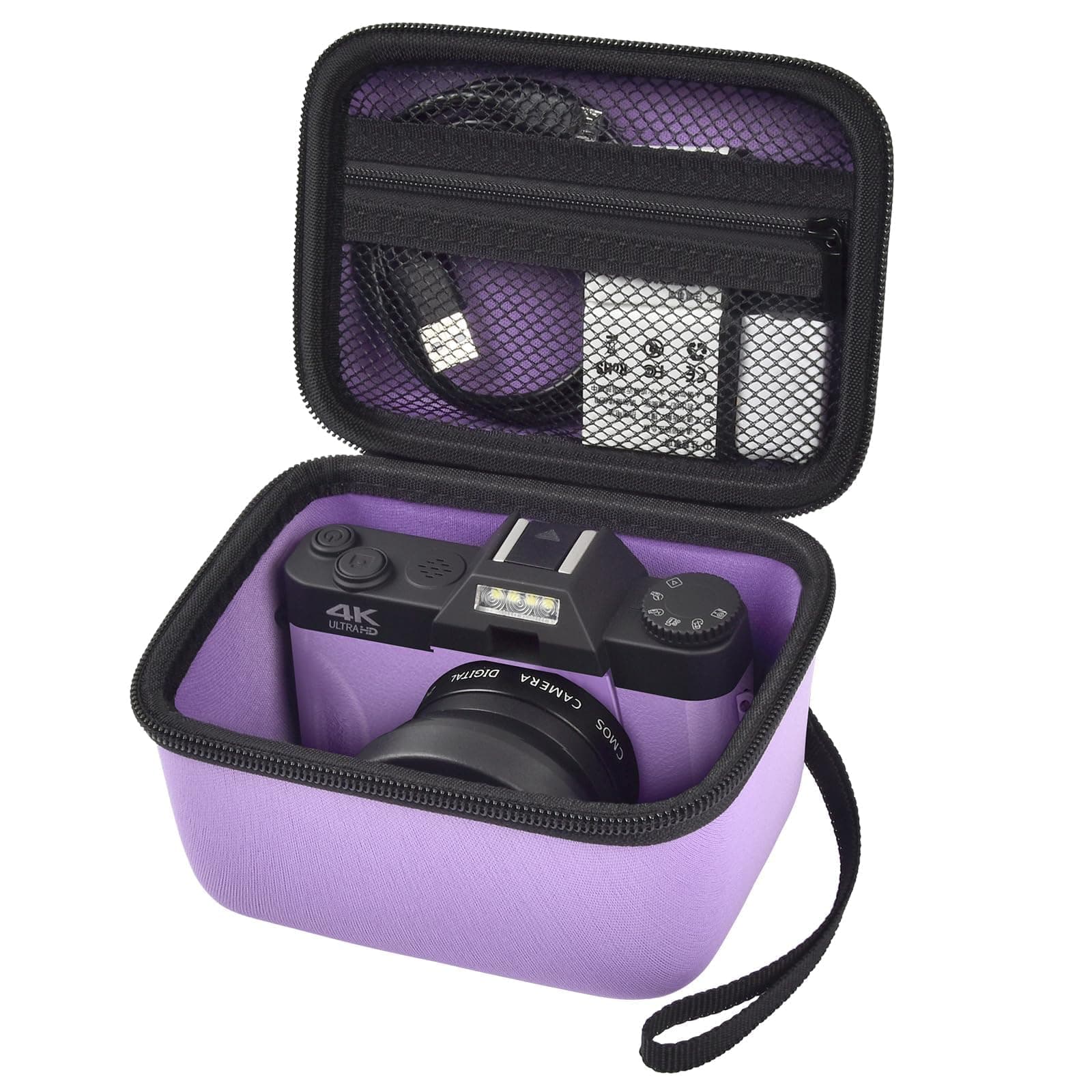 Comecase Vlogging Camera Case Compatible with for Duluvulu/for VJIANGER/for JGIPL/for TEBNGIHNM 4K Digital Cameras for Youtube. Vlog Camera Carrying Storage for Lens and Other Accessories - Purple