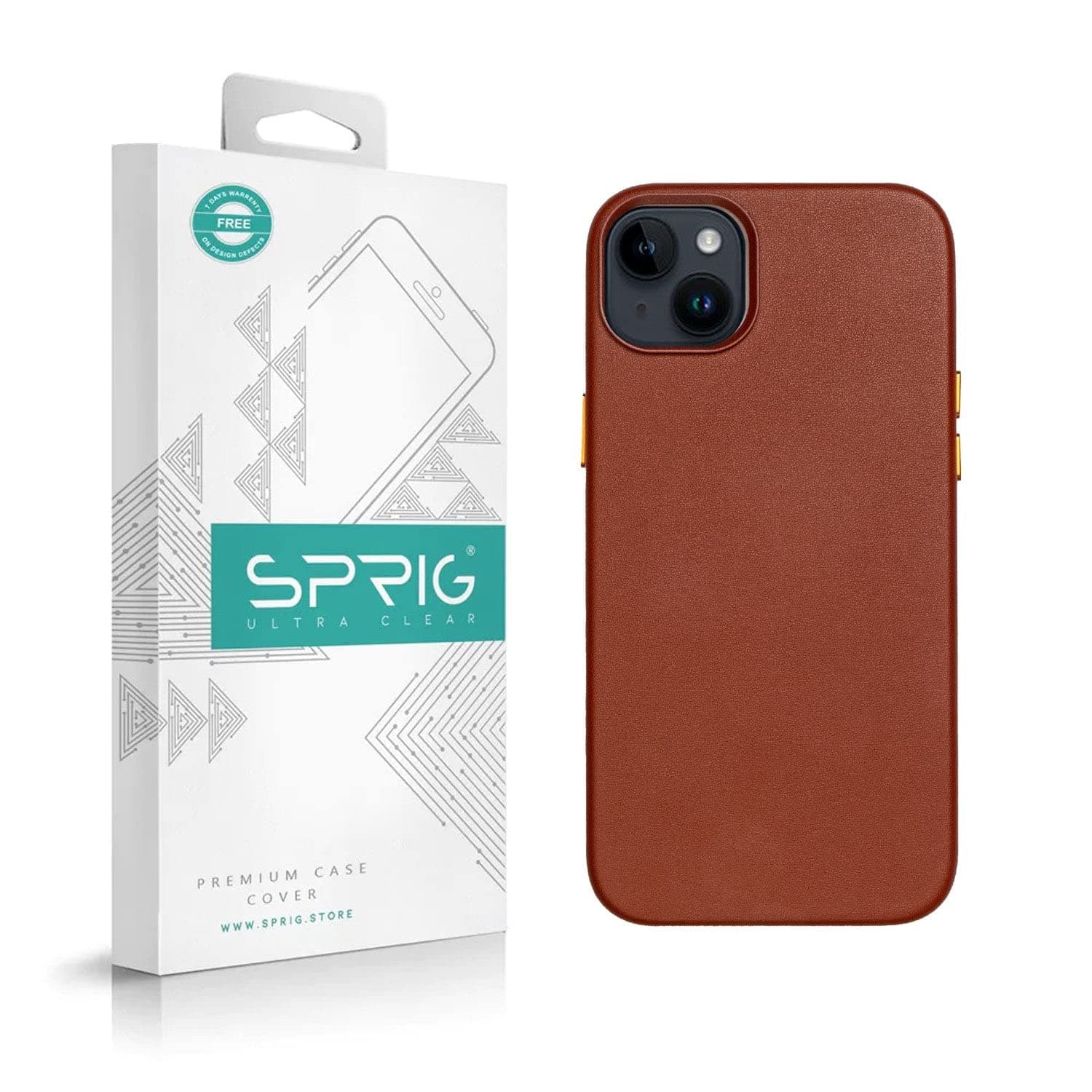 SPRIG Compatible with Apple iPhone 14 PU Leather Magsafe Designer Back Case Cover with Camera Protection Drop Tested Shock Proof for Boys and Girls (Brown)