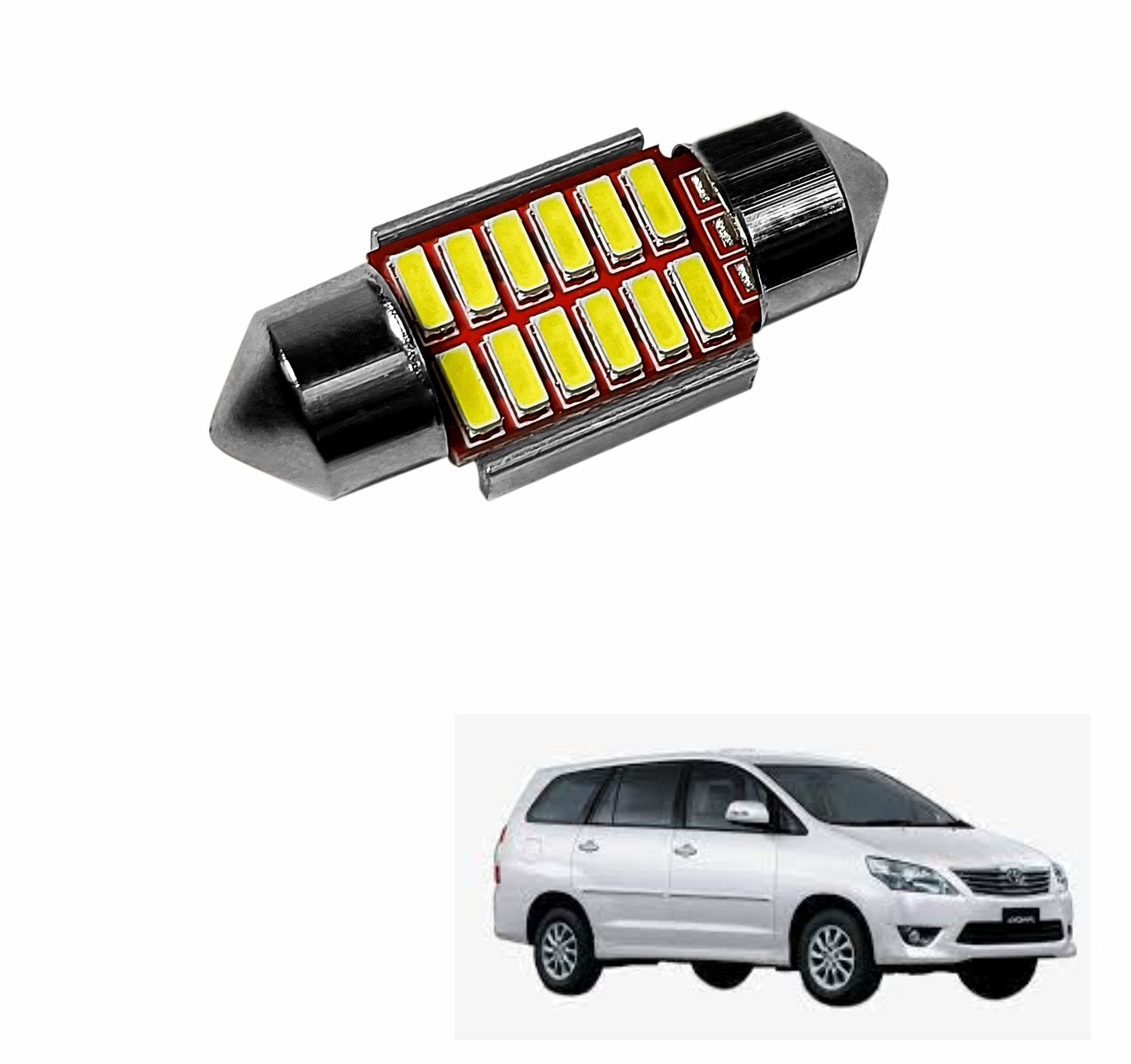 Car Interior 12 SMD Extremely Bright Dome LED Interior Roof Light Reading Bulb Lamp For Toyota Innova (5W, White, 1 Pcs)