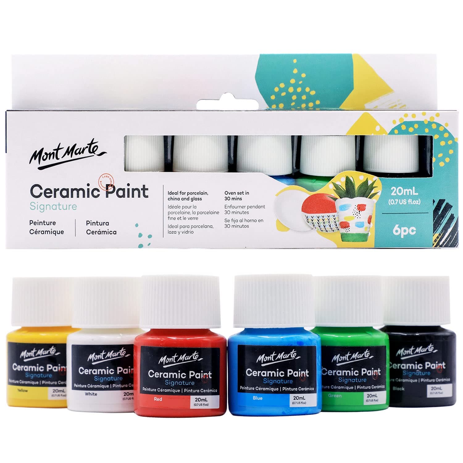 Mont Marte Ceramic Liquid Paint - 20ml, 6 Pieces (Multicolor)