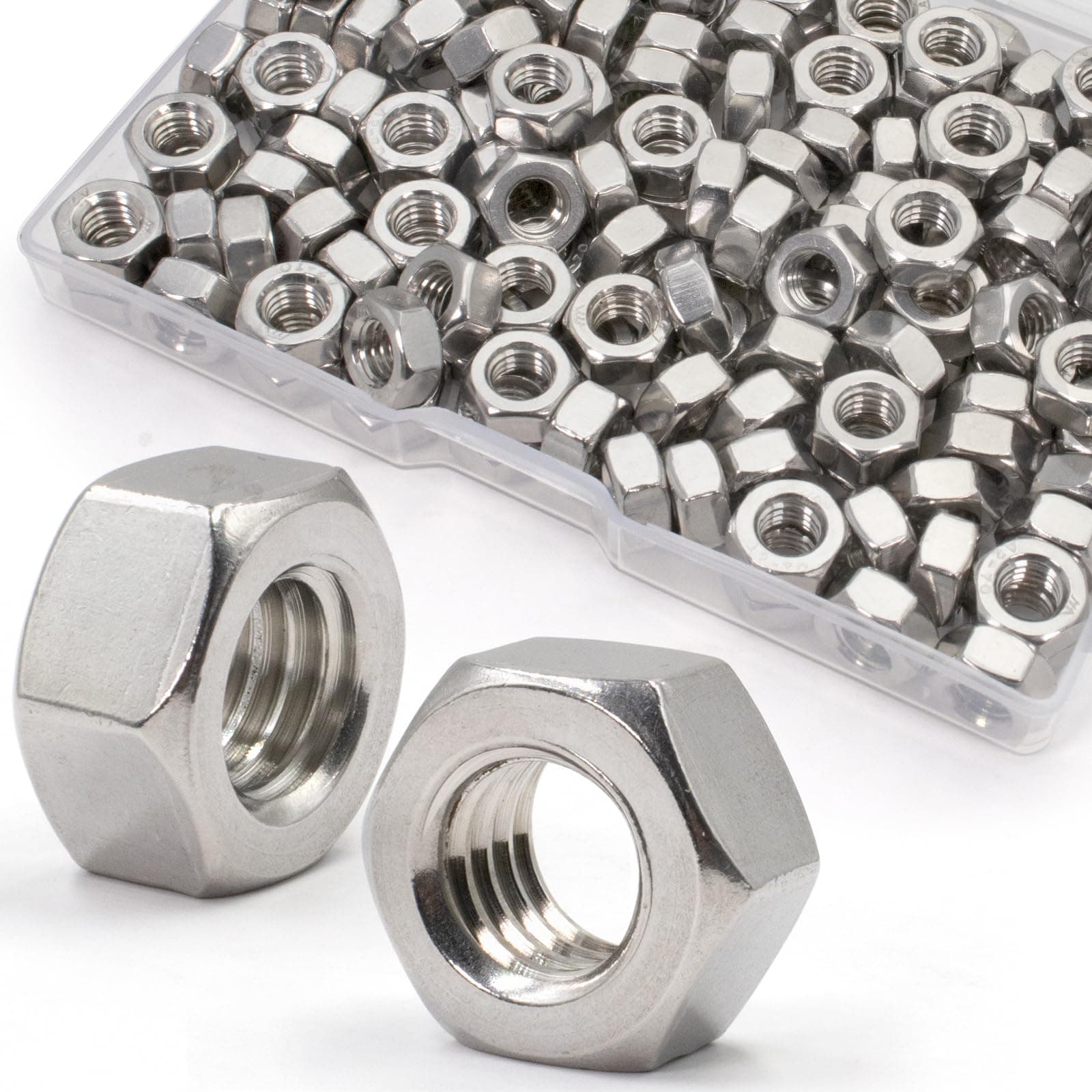 Vifmy M5-0.8mm Hex Nuts,200 Pack 304 (A2-70) Stainless Steel Hardware Nuts,Standard Metric Coarse Thread Nuts for Bolts