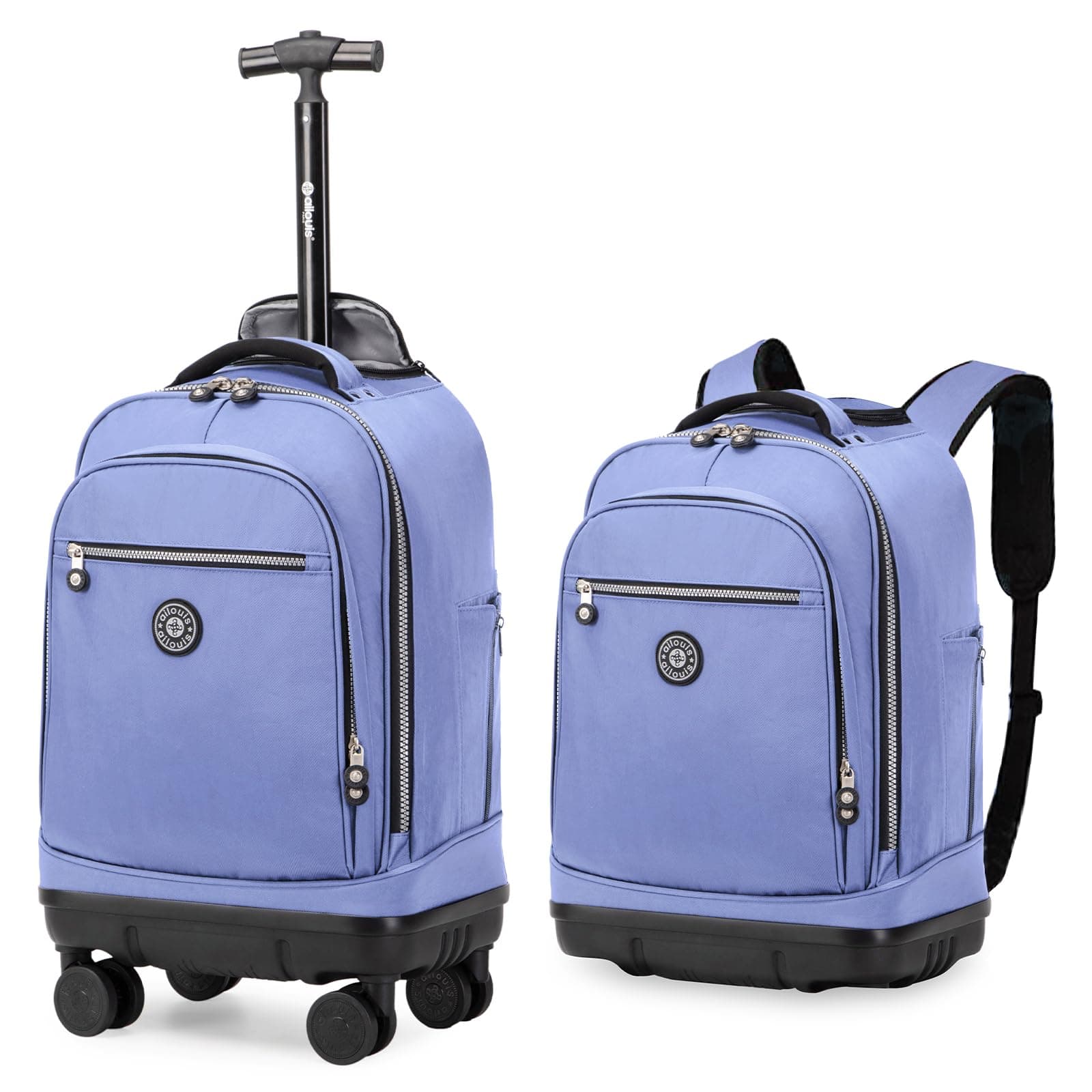 Rolling Backpack with Detachable Wheels 18 inch Wheeled Laptop Backpack Carry on Luggage Bag for Women Men to Travel