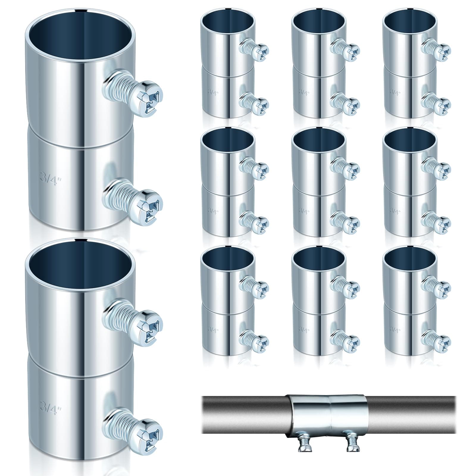 Gisafai 10 Pcs Set Screw Coupling for EMT 3/4 Inch Electrical Conduit Fittings Galvanized Steel EMT Conduit Screw Connector