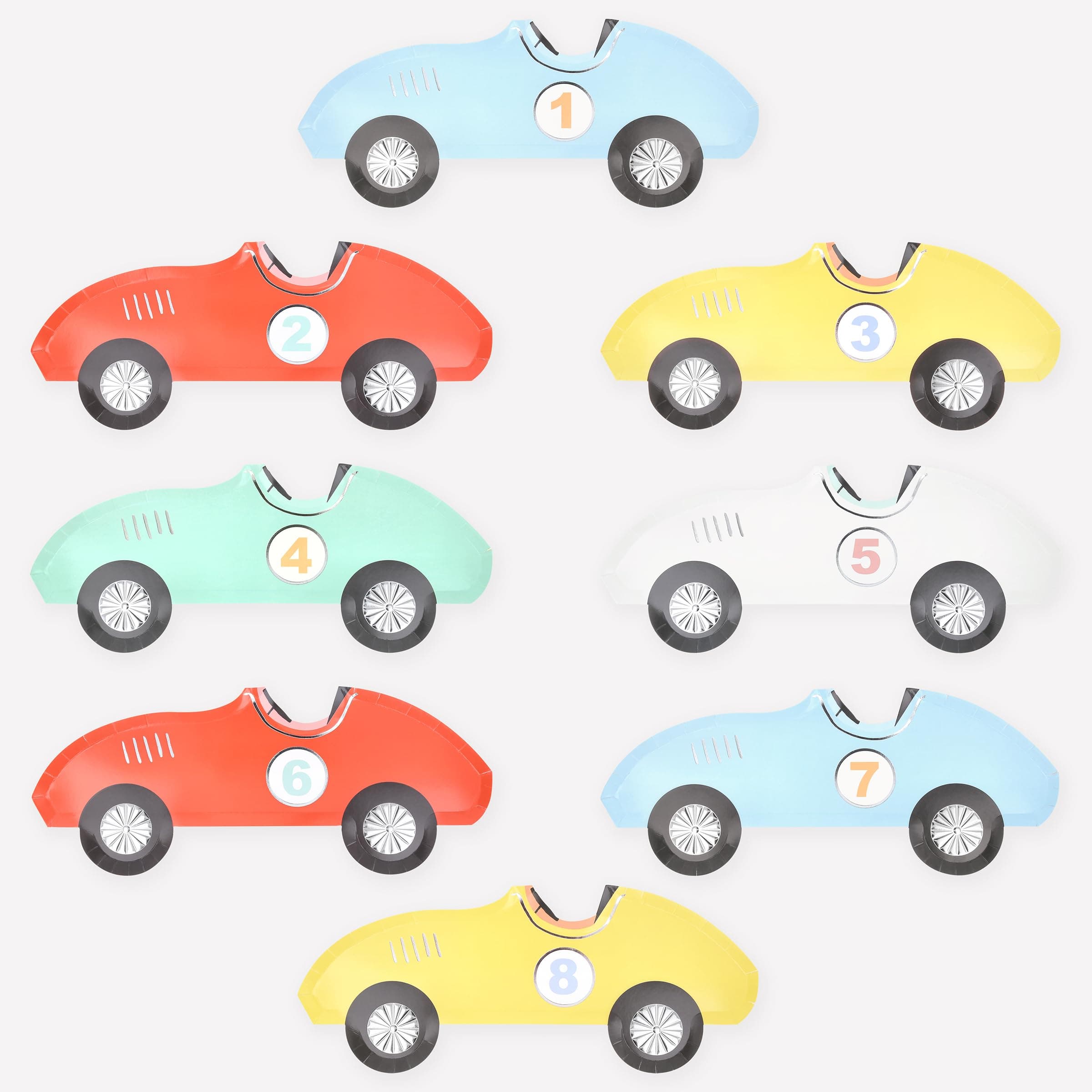 Race Car Plates 8 Pieces