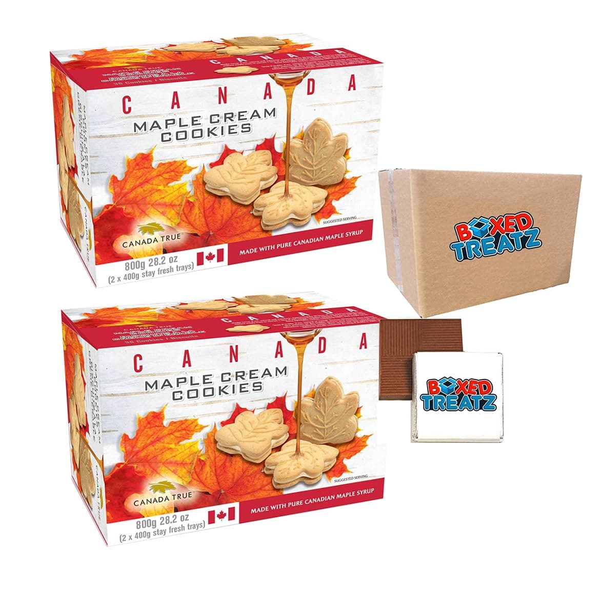Canada Cookie Bundle - Canada True Canadian Maple Cookies, 2 X 800g (1.6kg) For Every Occasion, Boxed Treatz