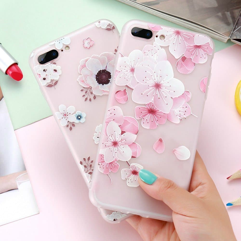 Mixneer iPhone 7 Flower Case, Flower Cases for iPhone 7, 3D Beautiful Relief Flower Soft TPU Silicon Case Accessories Phone Cases for Apple iPhone 7 4.7 Inch