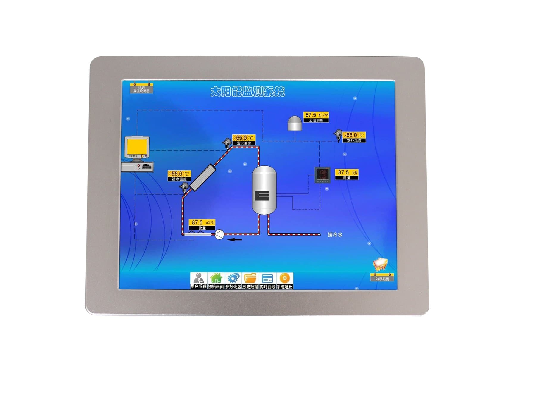 Glopole 15" inch Rugged Waterproof LCD Systems and Sunlight Readable Display Monitor with VGA, USB Powered, IP65, Ultralight Weight, Metal Enclosure, Rear Docking, VESA& Rear Mounting