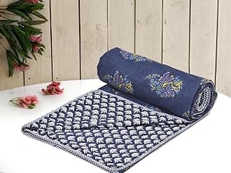 COZY FURNISH Super Soft Brushed Microfiber Cotton 3 Layer Breathable Double Dohar Lightweight Bed Dohar 84X96(Inches) 213X243(CM) Flannel Dohar Throws for Bed, Blue Cricle